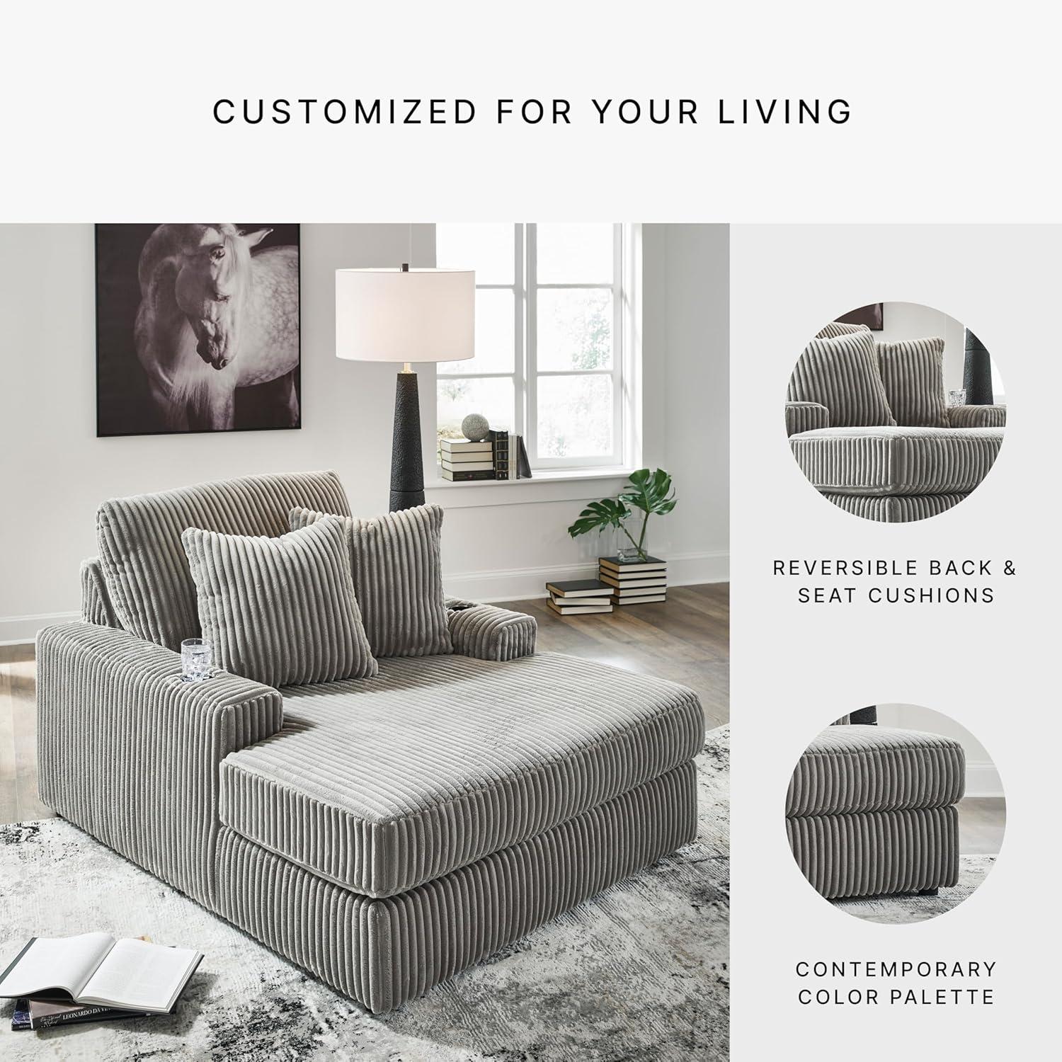 imageSignature Design by Ashley Lindyn Contemporary 3Piece Sofa with Reversible Cushions WhiteGrey