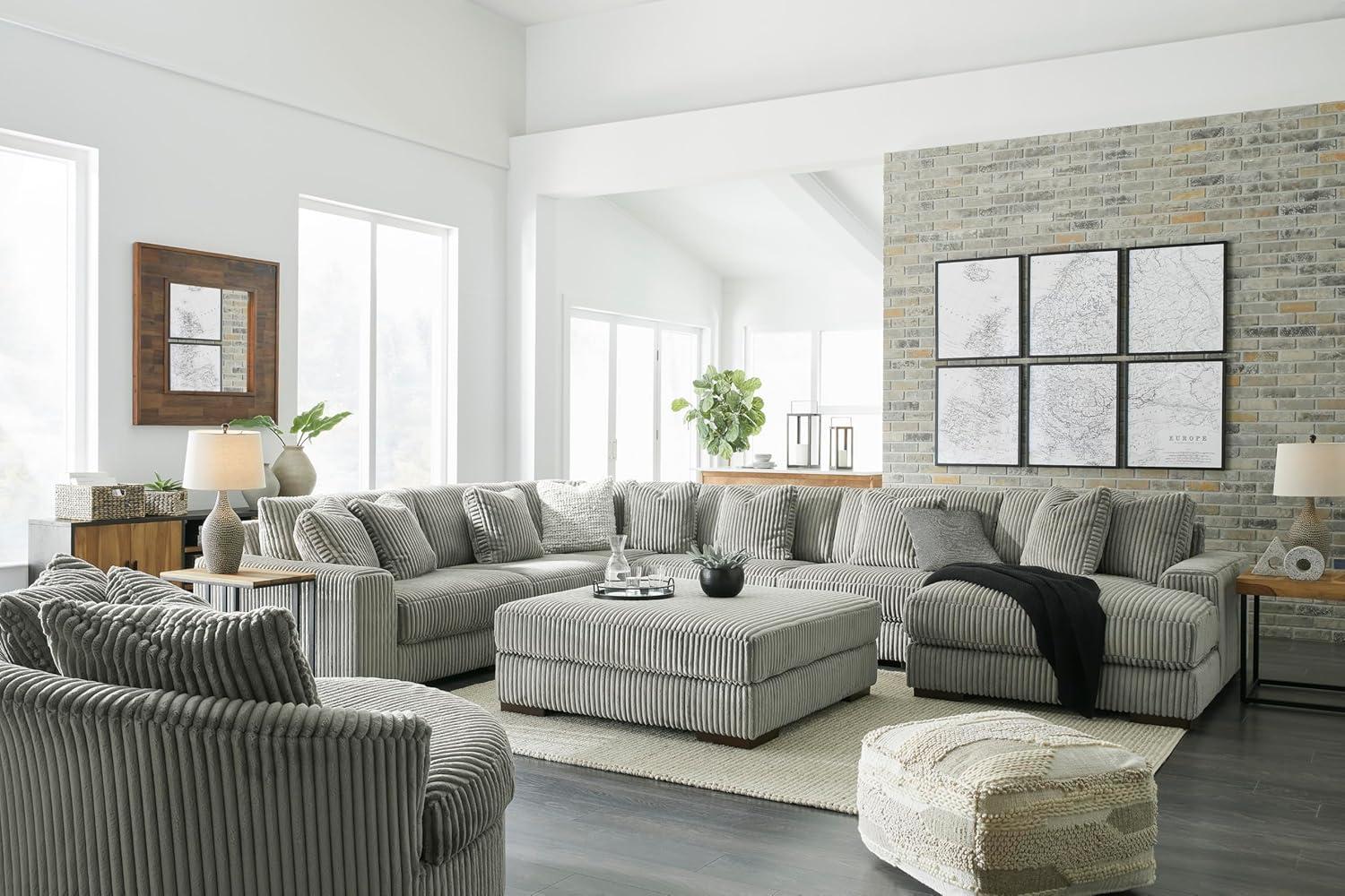 imageSignature Design by Ashley Lindyn Contemporary 3Piece Sofa with Reversible Cushions WhiteGrey
