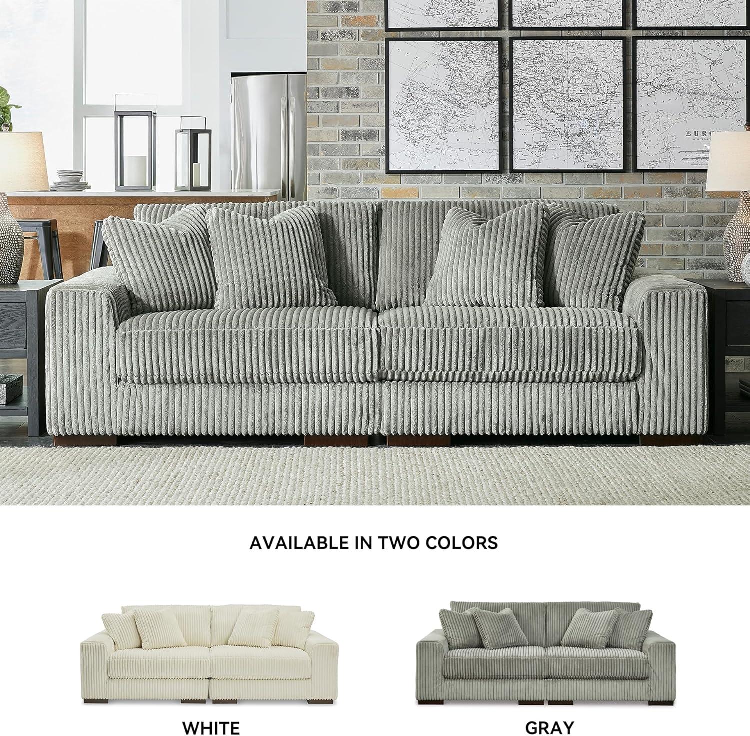 imageSignature Design by Ashley Lindyn Contemporary 3Piece Sofa with Reversible Cushions WhiteGrey