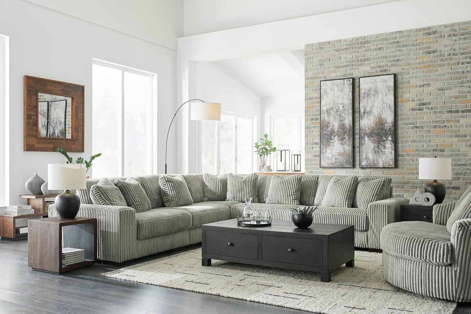 imageSignature Design by Ashley Lindyn Contemporary 3Piece Sofa with Reversible Cushions WhiteGrey