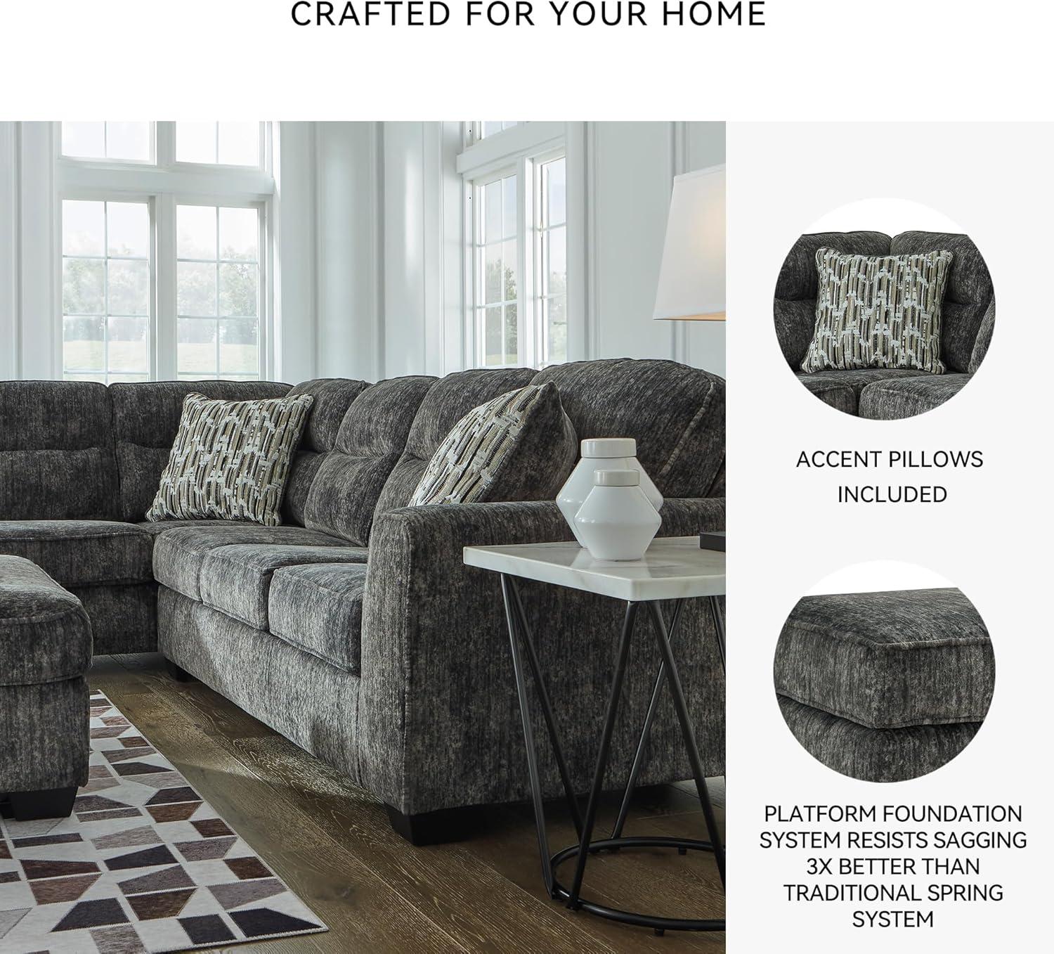 imageSignature Design by Ashley Lonoke Casual RightArm Facing 2Piece Sectional with Chaise Loose Seat Cushions and 2 Throw Pillows GrayGunmetal