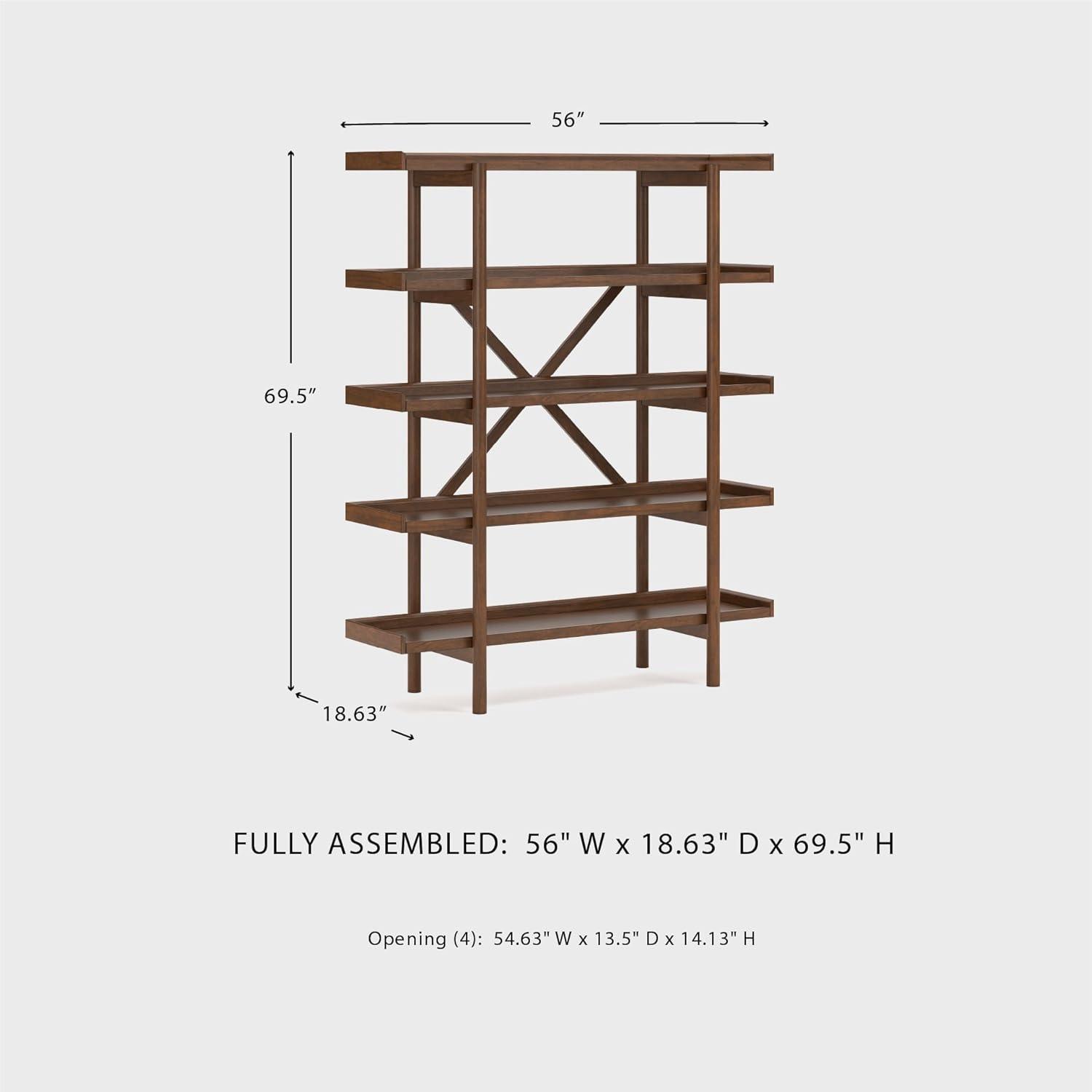 imageSignature Design by Ashley Lyncott MidCentury Modern Freestanding 5Tier 70quot Etagere Bookcase Light Brown