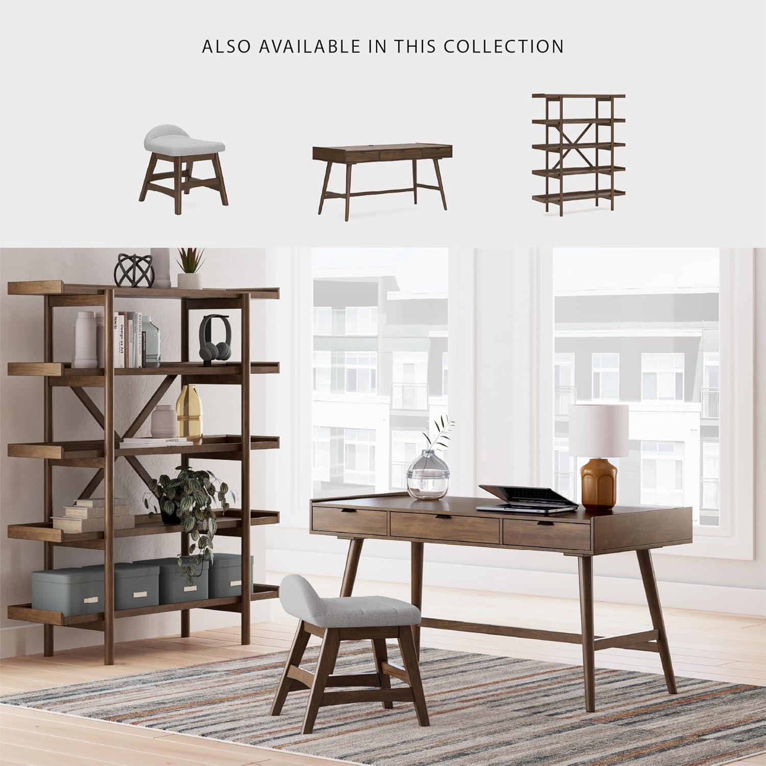 imageSignature Design by Ashley Lyncott MidCentury Modern Freestanding 5Tier 70quot Etagere Bookcase Light Brown