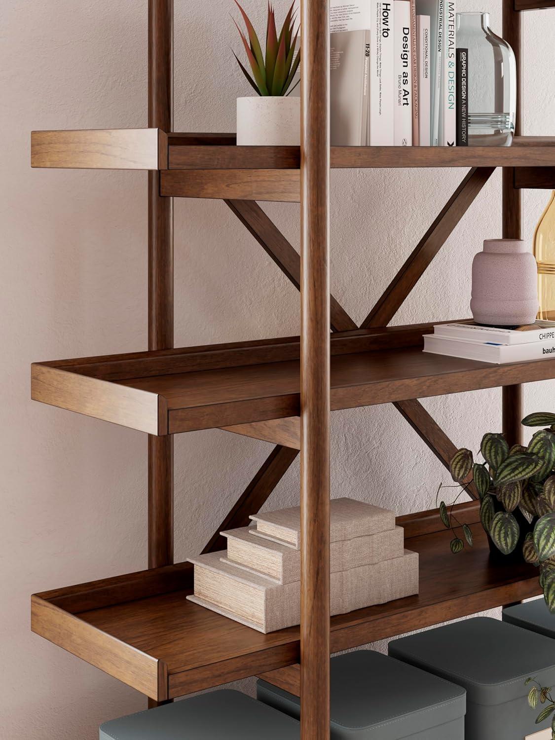 imageSignature Design by Ashley Lyncott MidCentury Modern Freestanding 5Tier 70quot Etagere Bookcase Light Brown