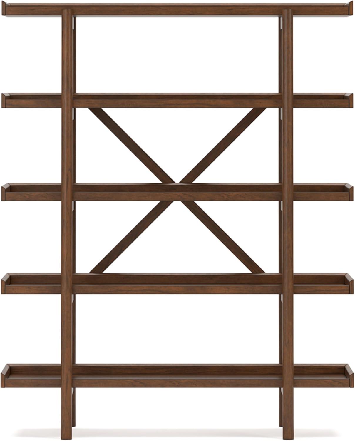 imageSignature Design by Ashley Lyncott MidCentury Modern Freestanding 5Tier 70quot Etagere Bookcase Light Brown