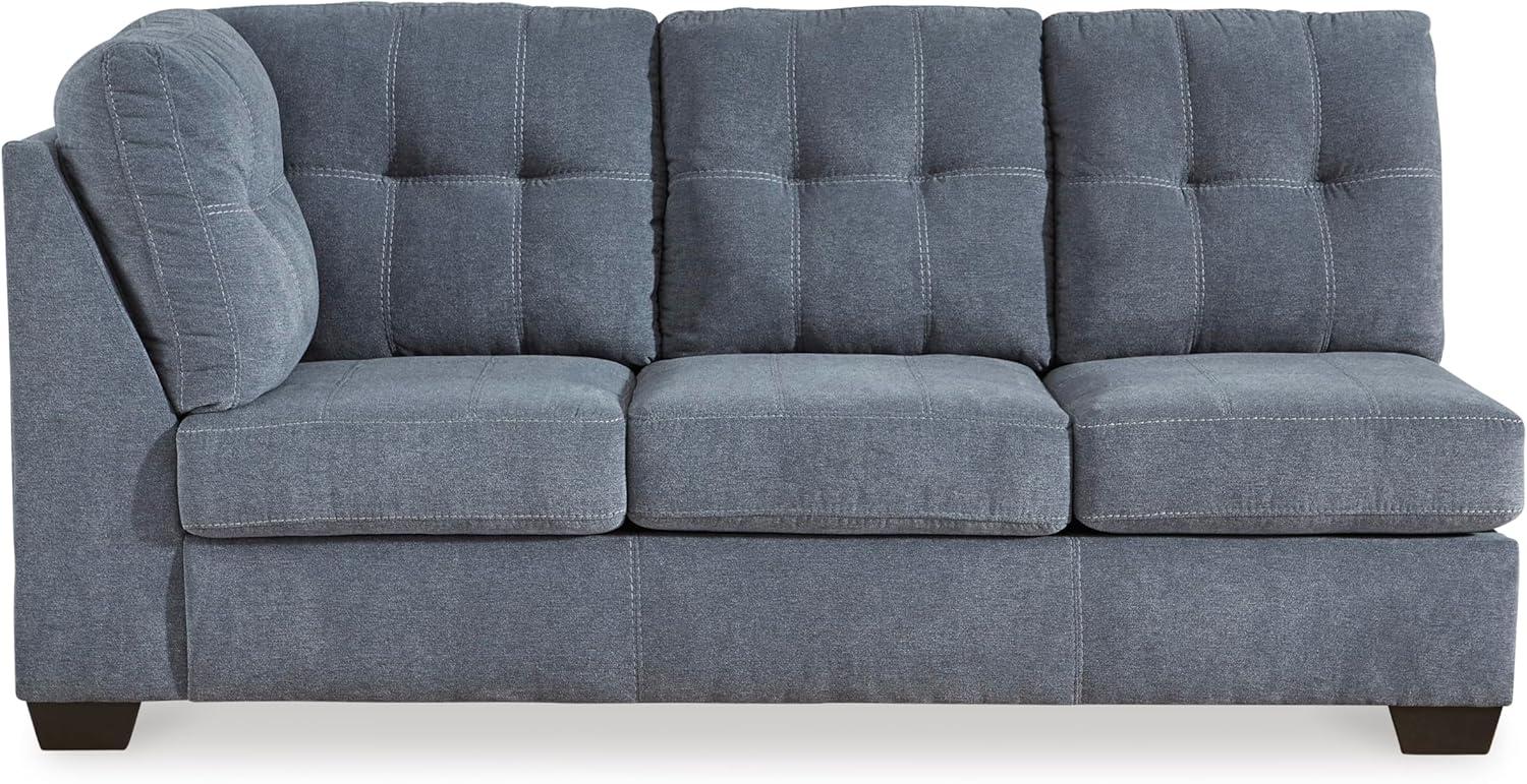 imageSignature Design by Ashley Marleton Contemporary RightArm Facing Tufted 2Piece Sleeper Sectional with Chaise Loose Seat Cushions and BiFold Memory Foam Mattress Full BlueBlue
