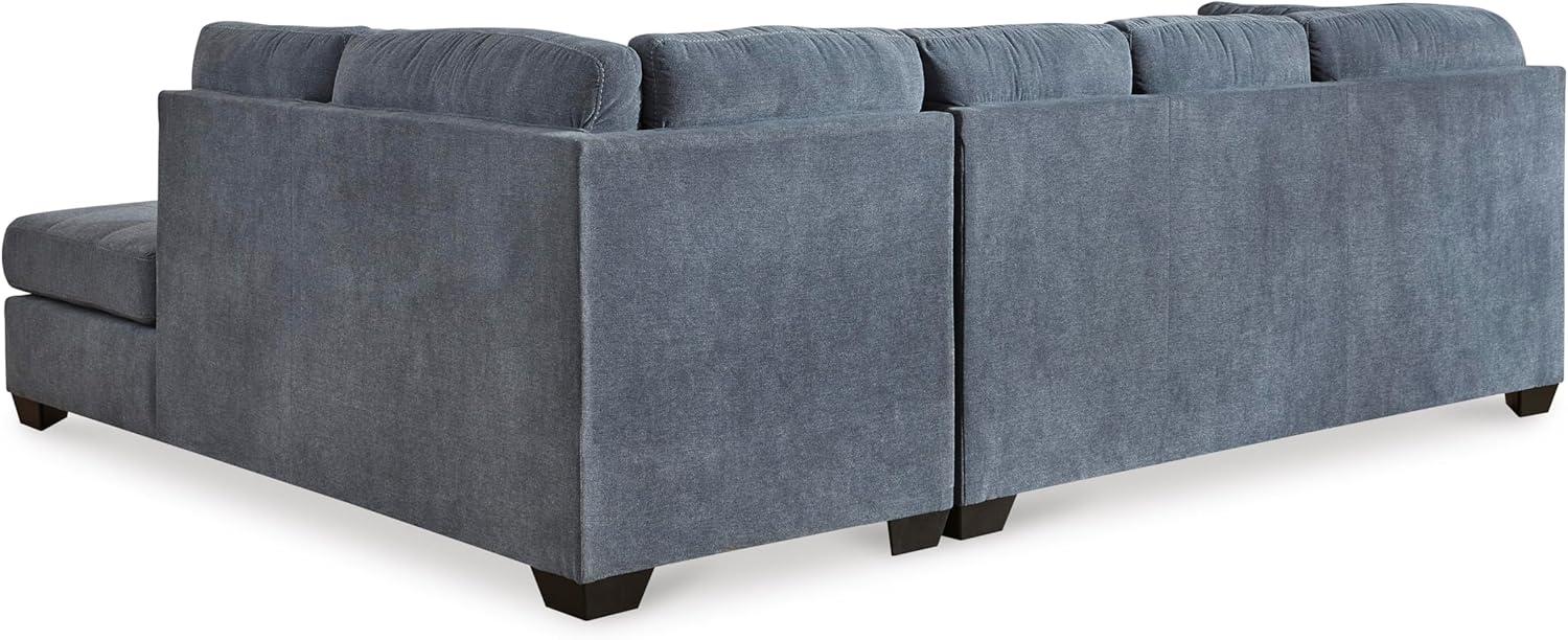 imageSignature Design by Ashley Marleton Contemporary RightArm Facing Tufted 2Piece Sleeper Sectional with Chaise Loose Seat Cushions and BiFold Memory Foam Mattress Full BlueBlue