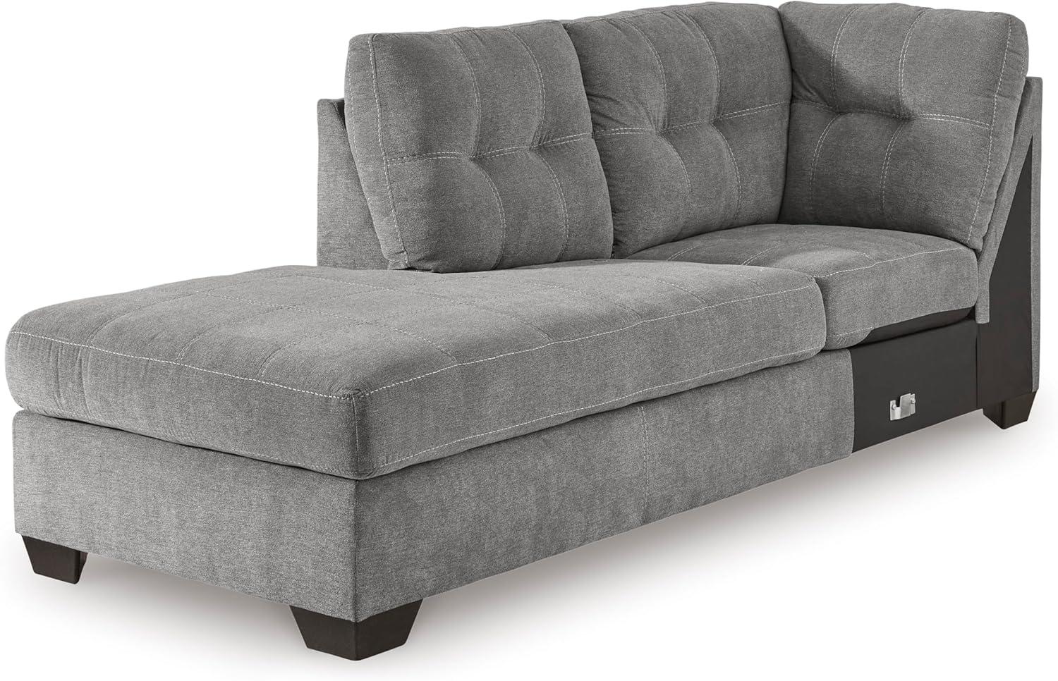 imageSignature Design by Ashley Marleton Contemporary RightArm Facing Tufted 2Piece Sleeper Sectional with Chaise Loose Seat Cushions and BiFold Memory Foam Mattress Full BlueGrey