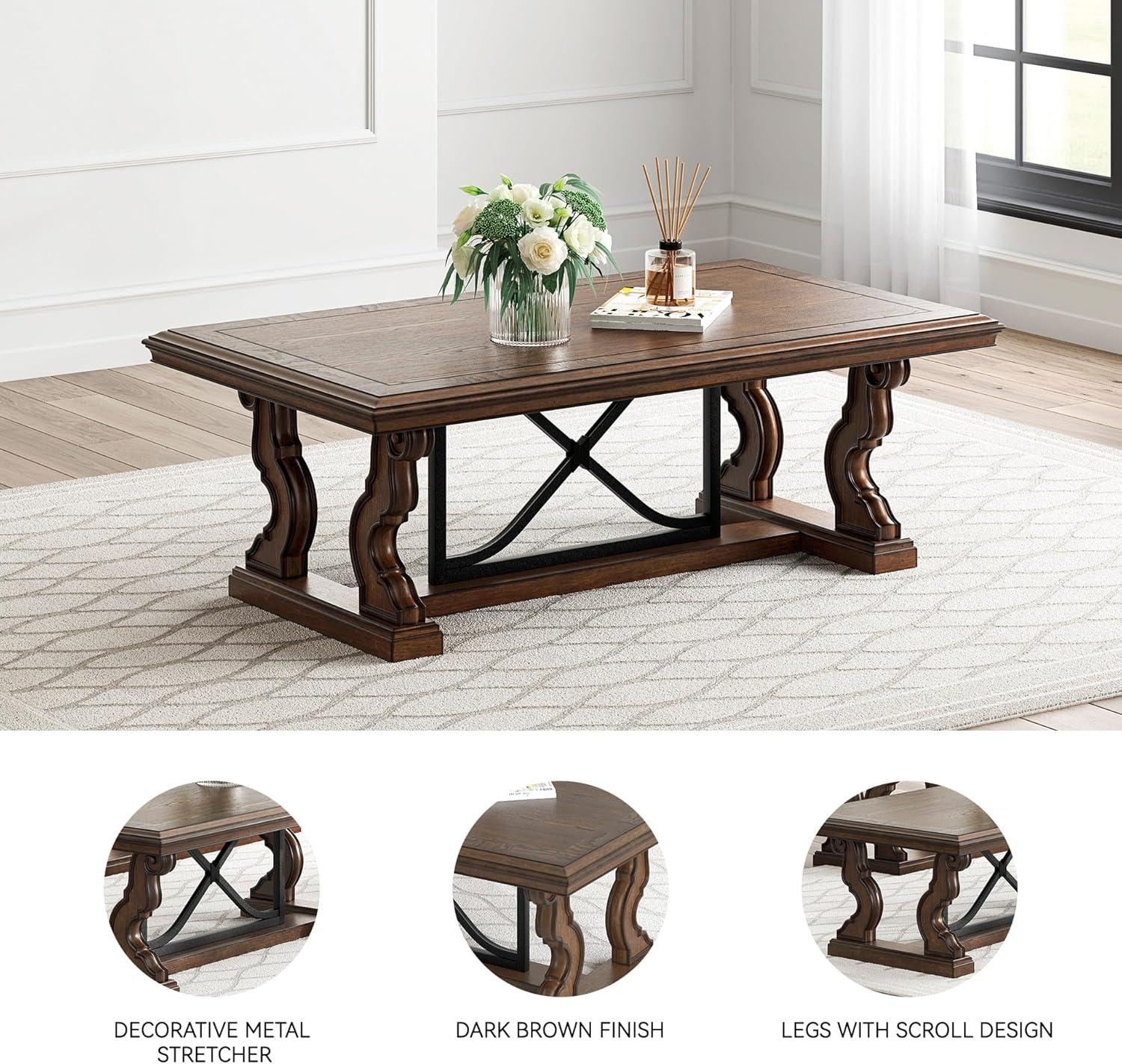 imageSignature Design by Ashley Maylee Classic Coffee Table with Trestle Base Dark Brown