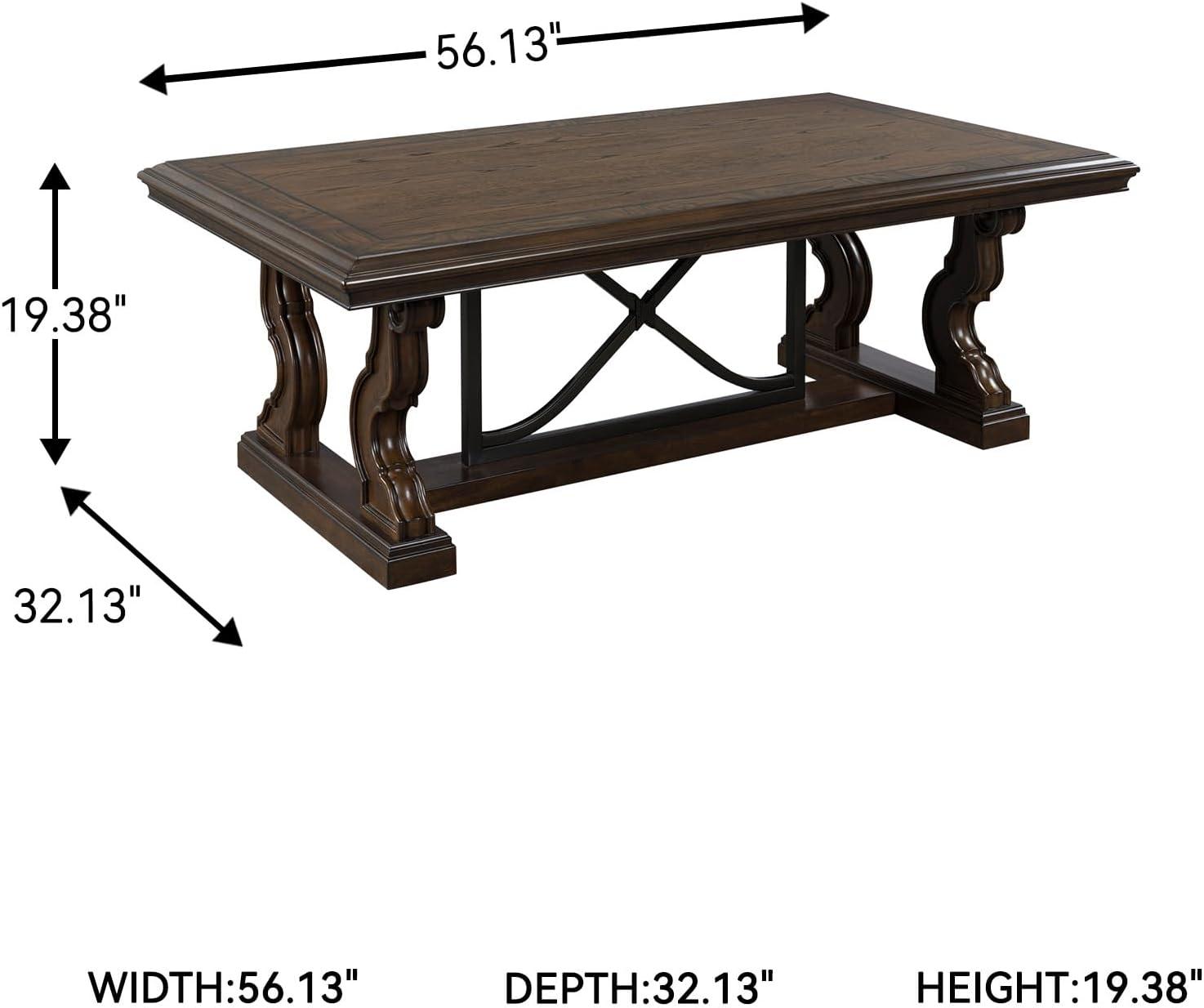 imageSignature Design by Ashley Maylee Classic Coffee Table with Trestle Base Dark Brown