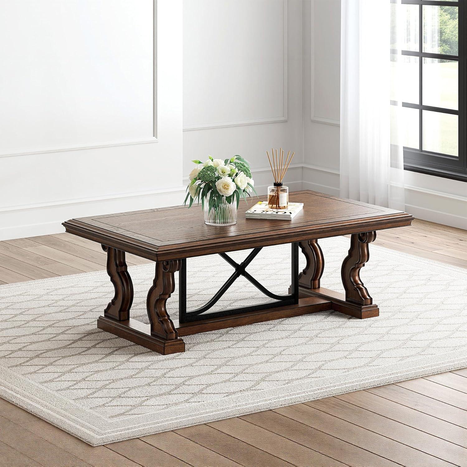 imageSignature Design by Ashley Maylee Classic Coffee Table with Trestle Base Dark Brown