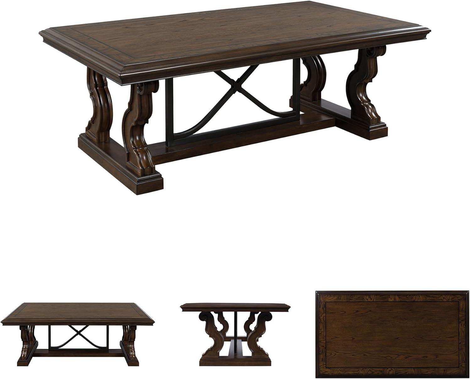 imageSignature Design by Ashley Maylee Classic Coffee Table with Trestle Base Dark Brown