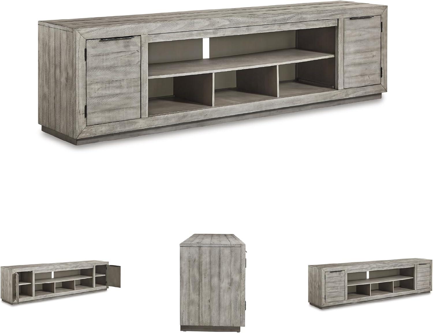 imageSignature Design by Ashley Naydell Rustic TV Stand with Fireplace Option Fits TVs up to 90quot GrayGrey