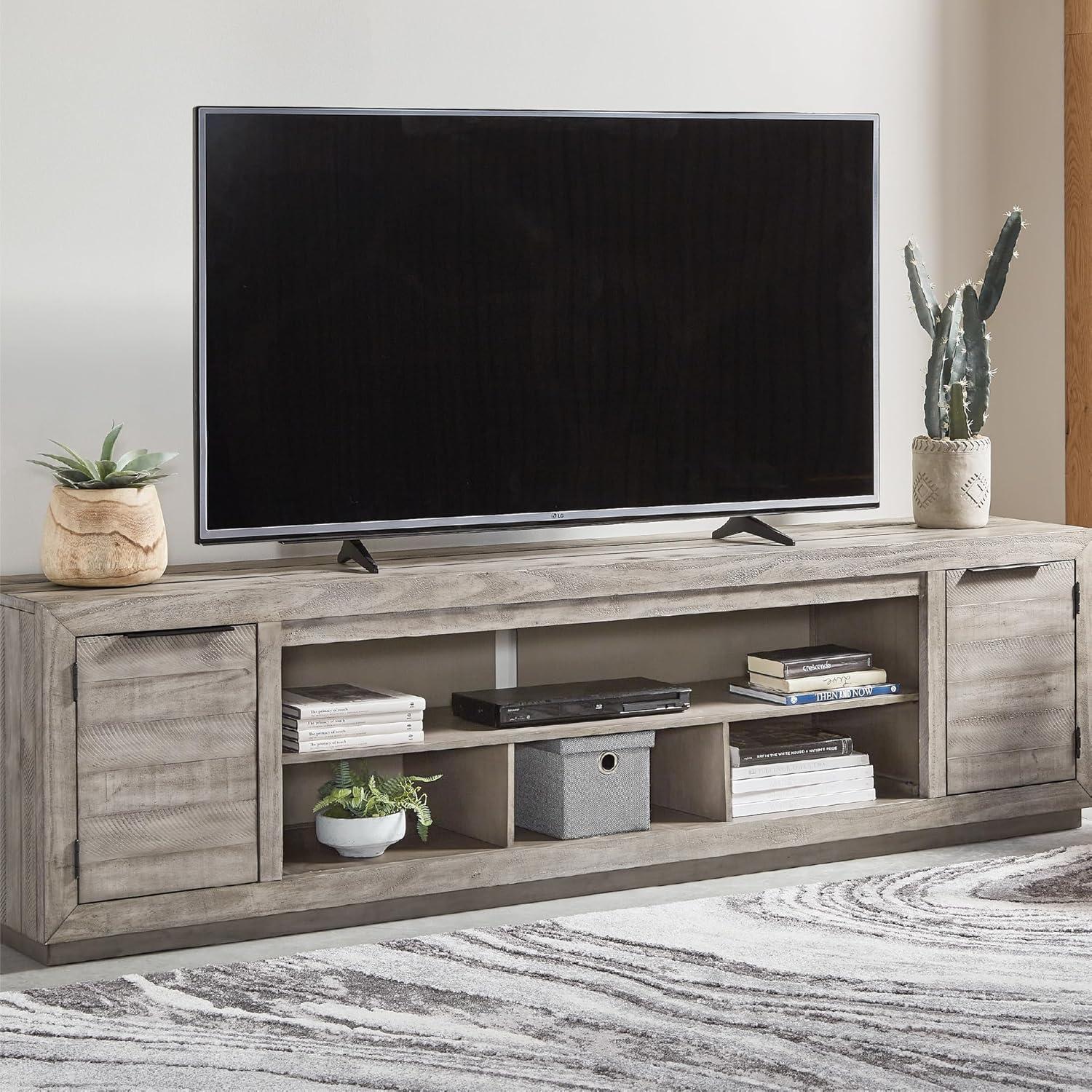 imageSignature Design by Ashley Naydell Rustic TV Stand with Fireplace Option Fits TVs up to 90quot GrayGrey