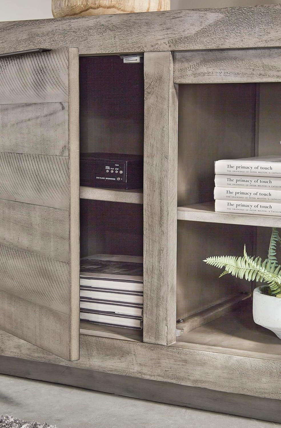 imageSignature Design by Ashley Naydell Rustic TV Stand with Fireplace Option Fits TVs up to 90quot GrayGrey