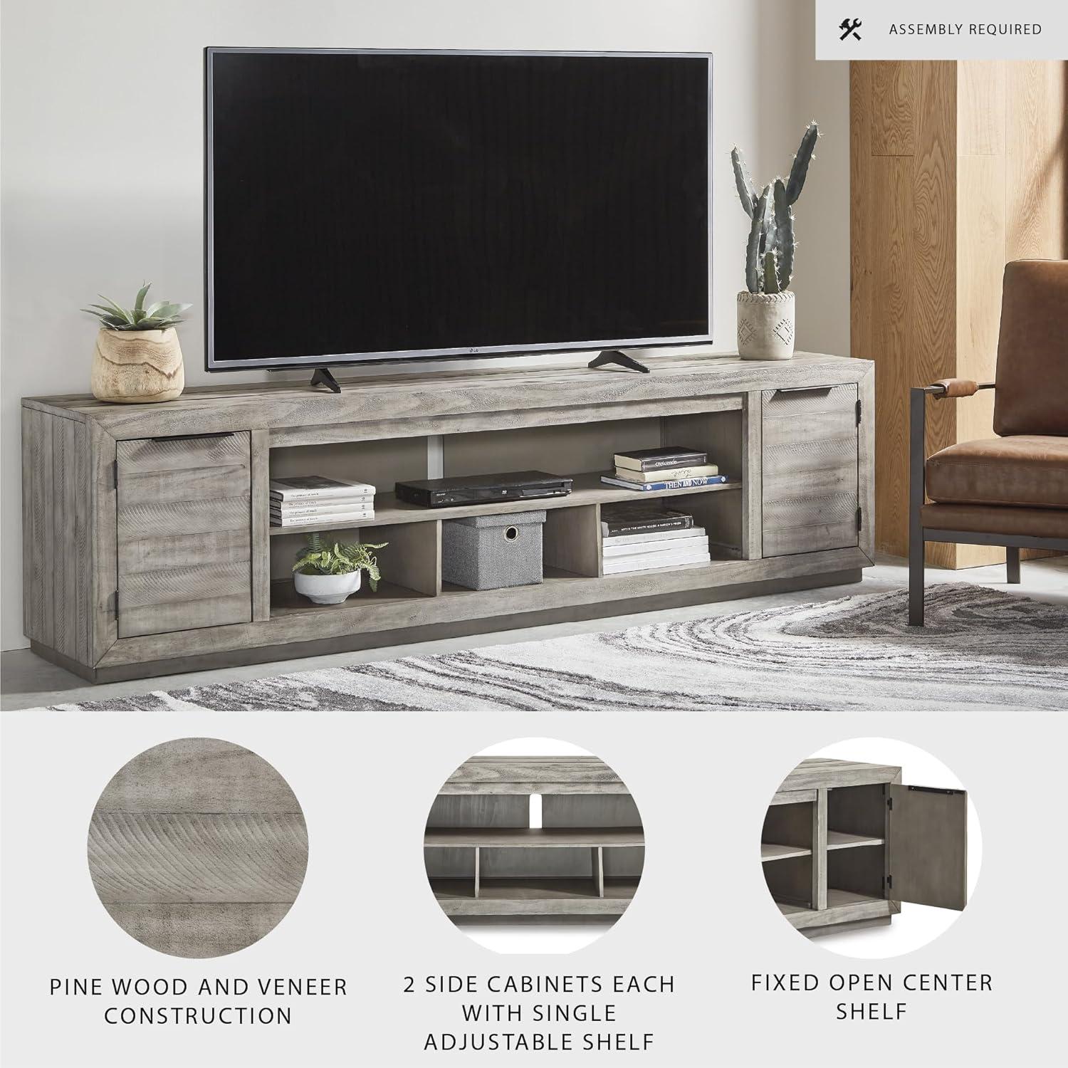 imageSignature Design by Ashley Naydell Rustic TV Stand with Fireplace Option Fits TVs up to 90quot GrayGrey