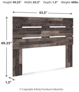imageSignature Design by Ashley Neilsville Butcher Block Panel Headboard Queen BrownDark Gray