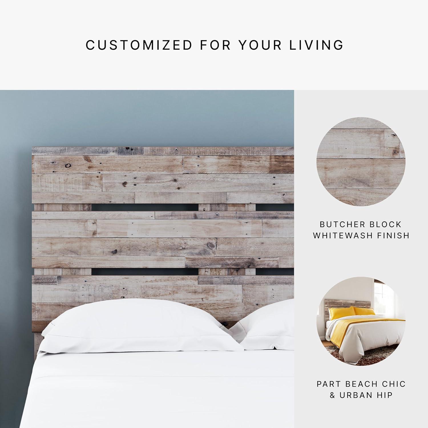 imageSignature Design by Ashley Neilsville Butcher Block Panel Headboard Queen BrownLight Brown