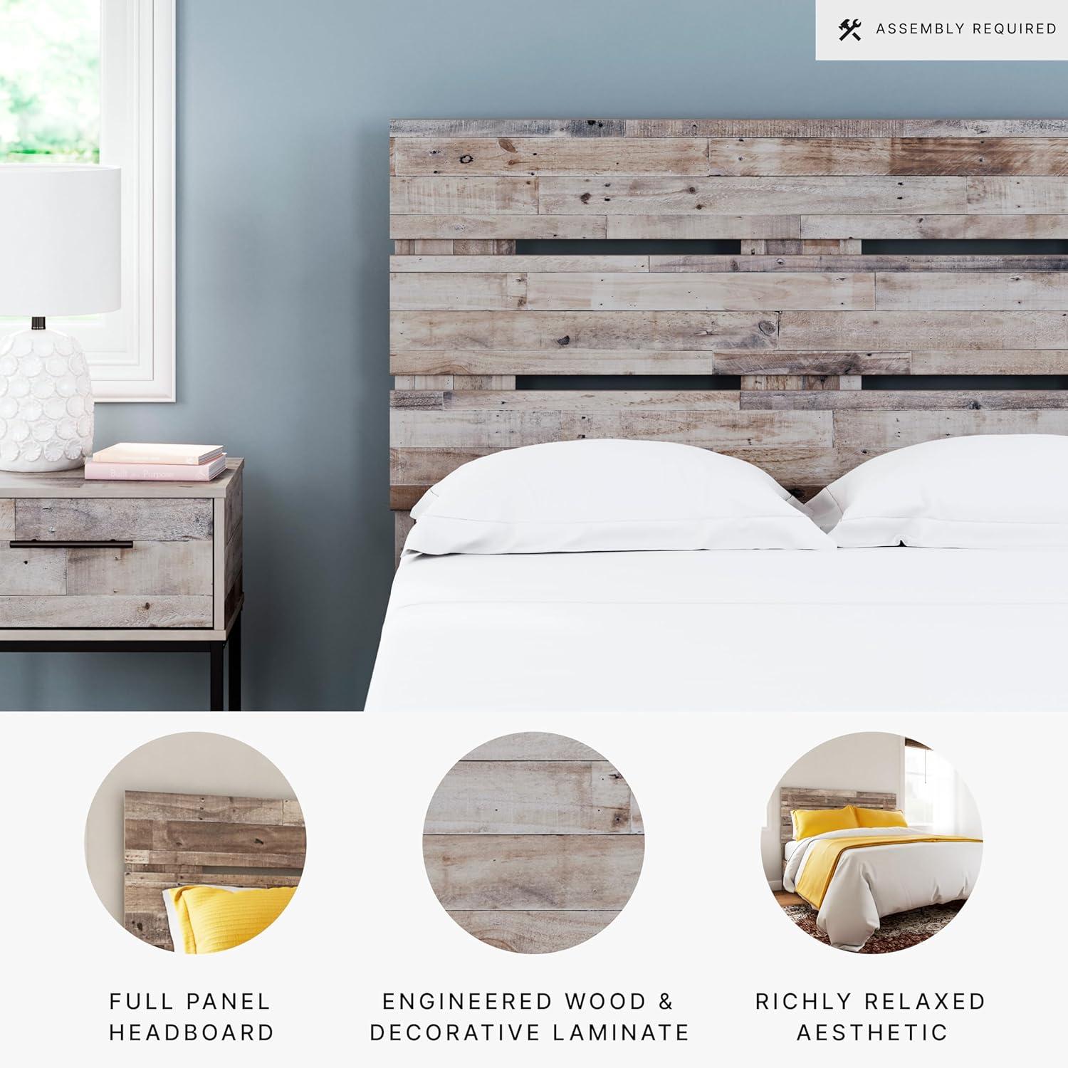 imageSignature Design by Ashley Neilsville Butcher Block Panel Headboard Queen BrownLight Brown