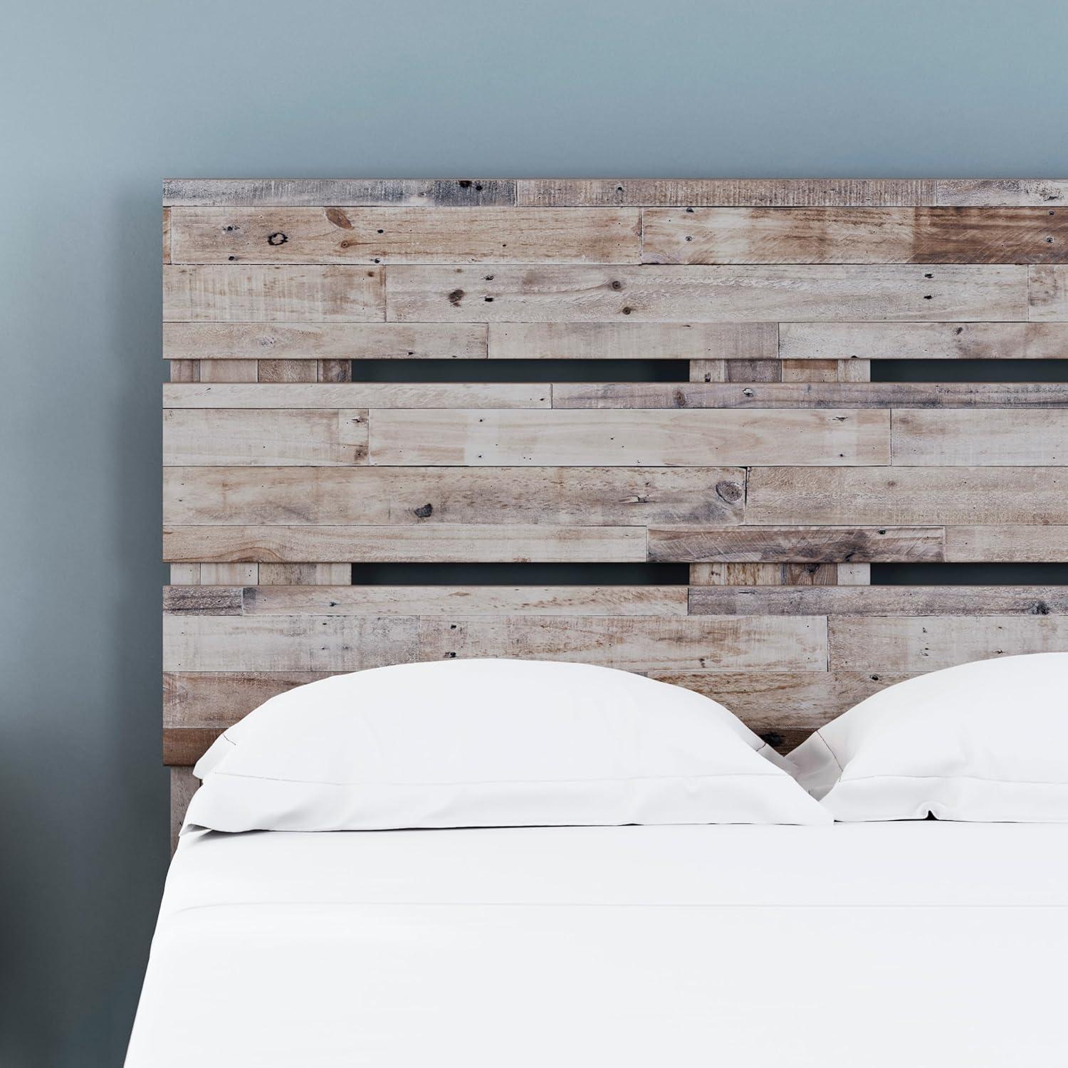 imageSignature Design by Ashley Neilsville Butcher Block Panel Headboard Queen BrownLight Brown