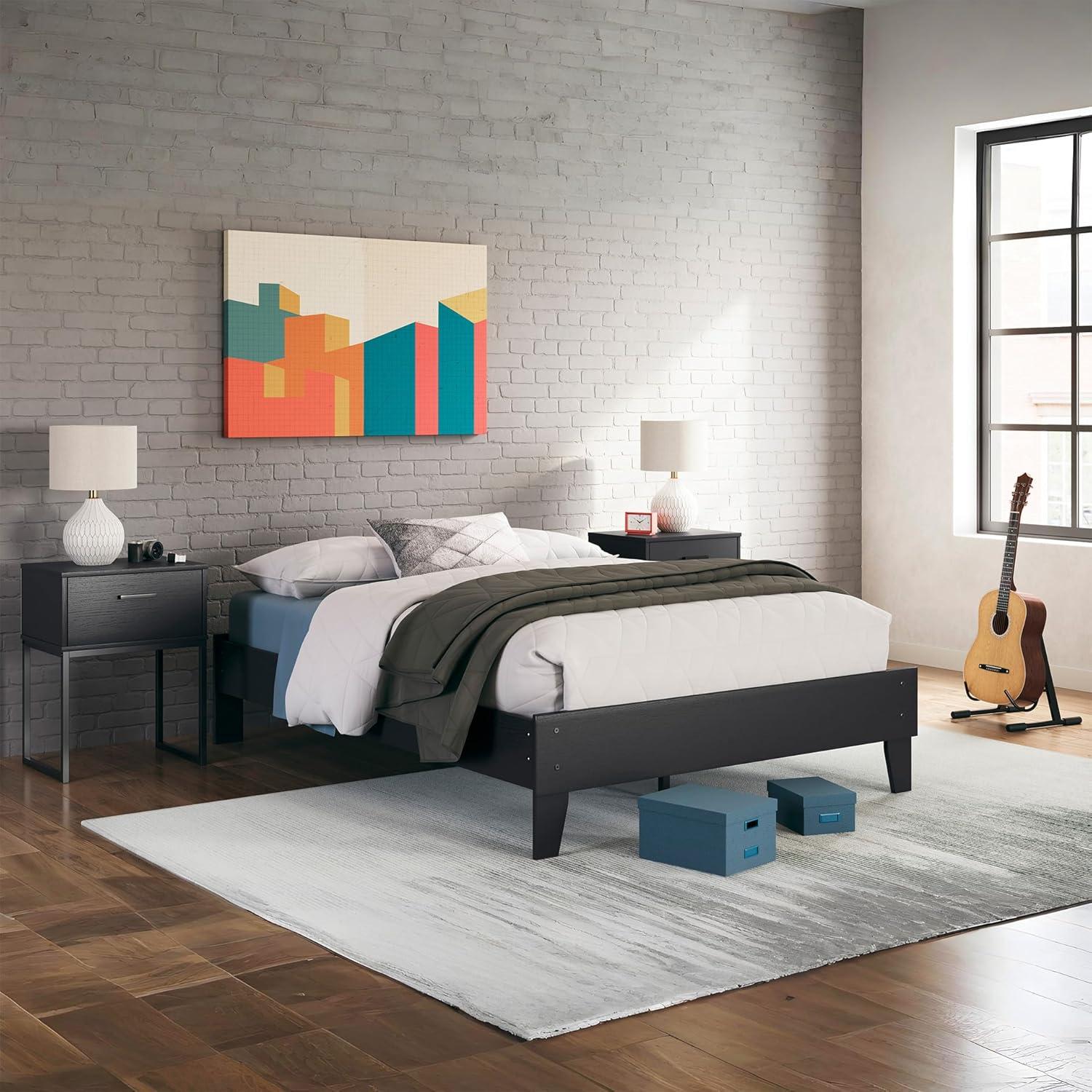 imageSignature Design by Ashley Neilsville Butcher Block Style Platform Bed Full Rustic GrayBlack