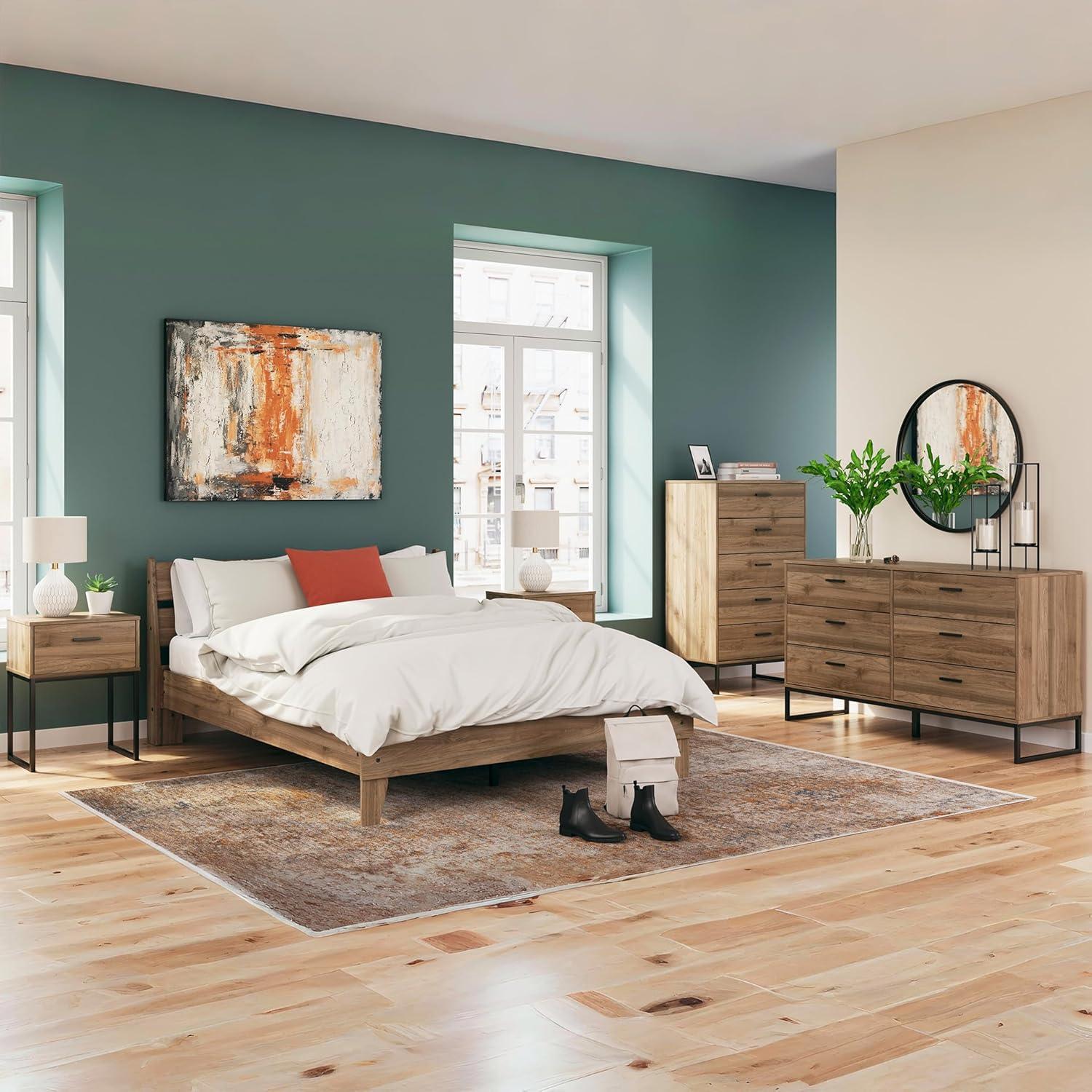 imageSignature Design by Ashley Neilsville Butcher Block Style Platform Bed Full Rustic GrayHoney Brown