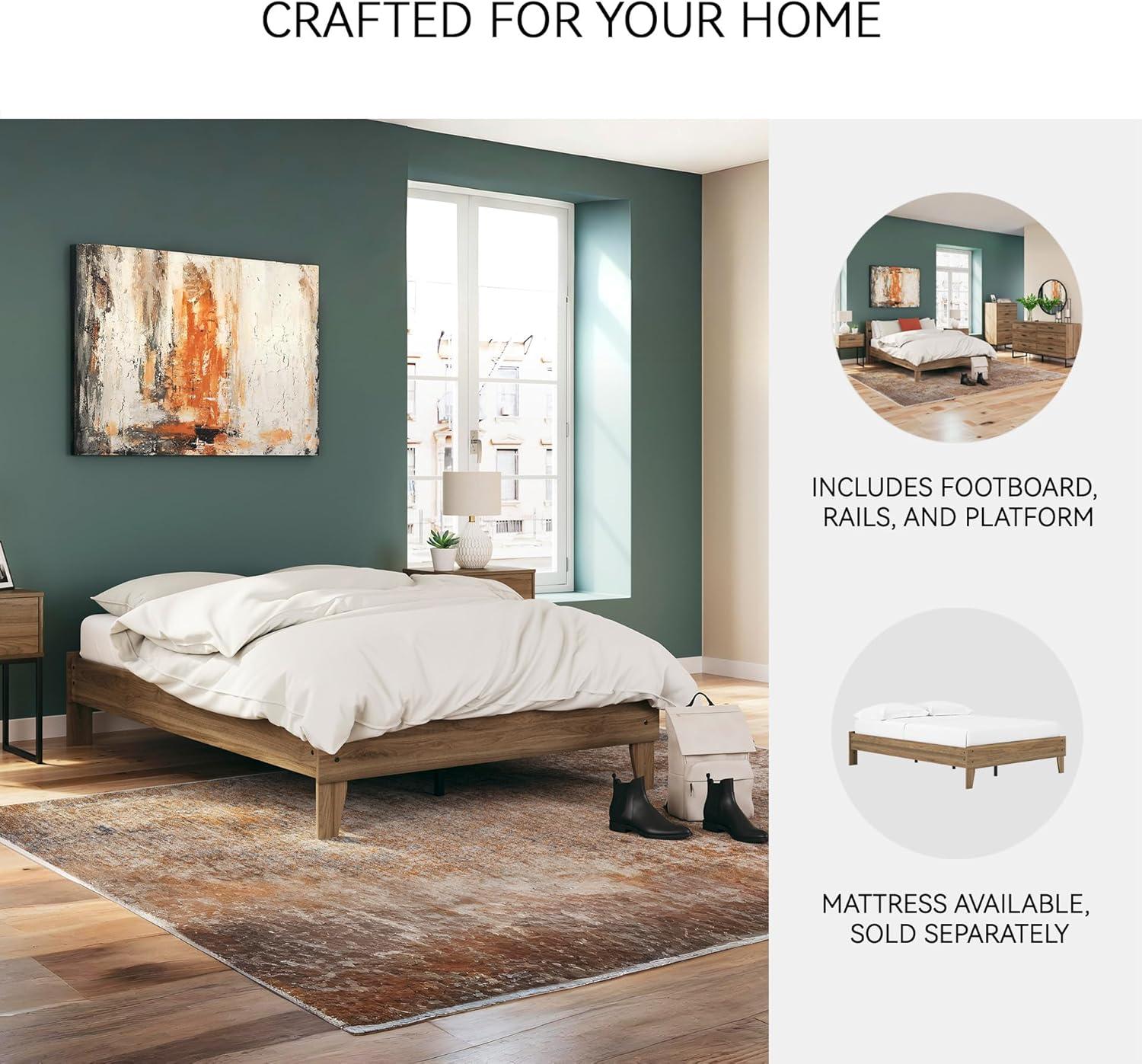 imageSignature Design by Ashley Neilsville Butcher Block Style Platform Bed Full Rustic GrayHoney Brown