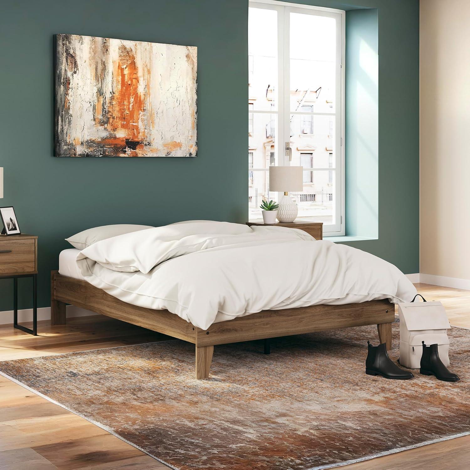 imageSignature Design by Ashley Neilsville Butcher Block Style Platform Bed Full Rustic GrayHoney Brown