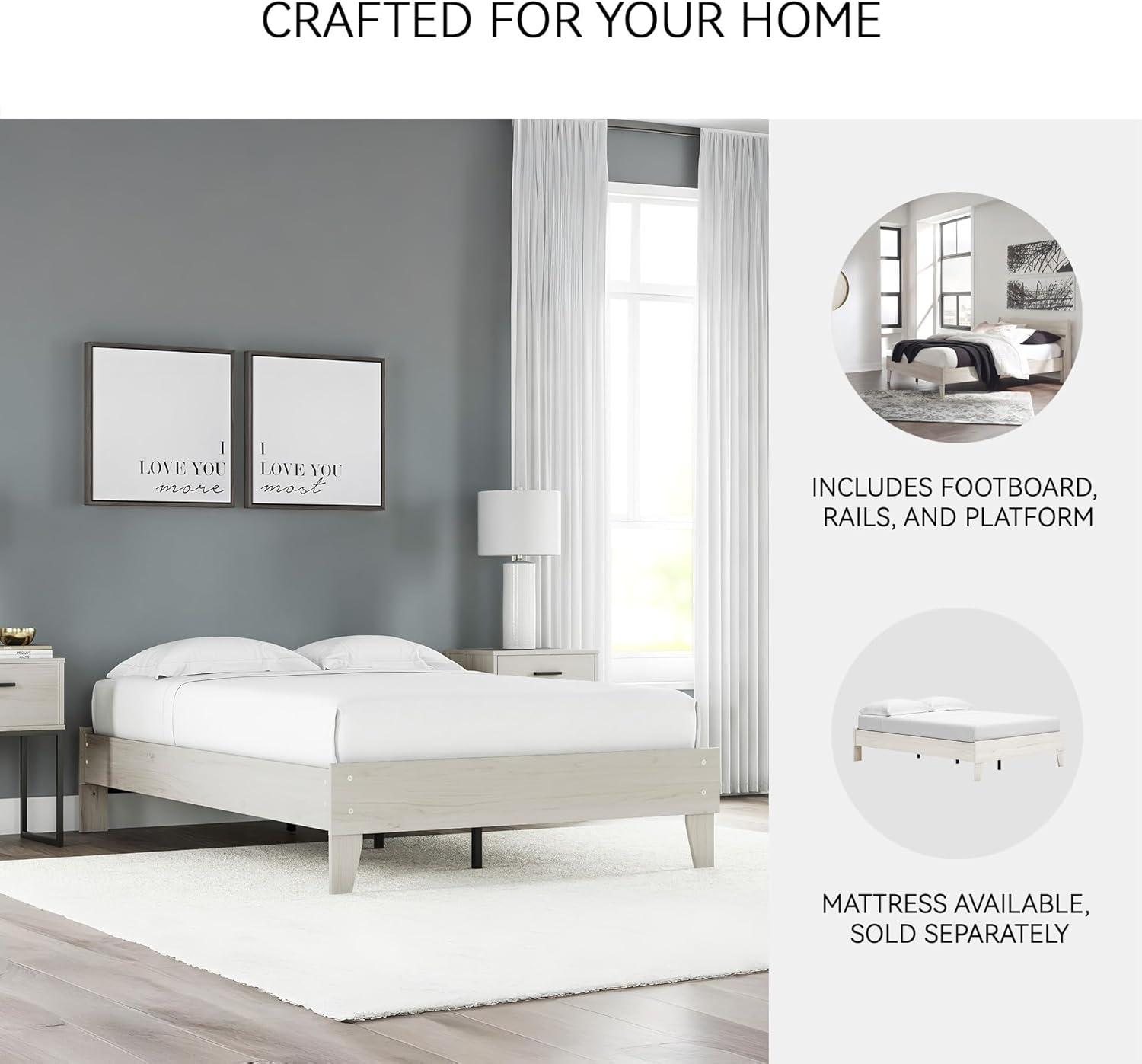 imageSignature Design by Ashley Neilsville Butcher Block Style Platform Bed Full Rustic GrayLight Beige