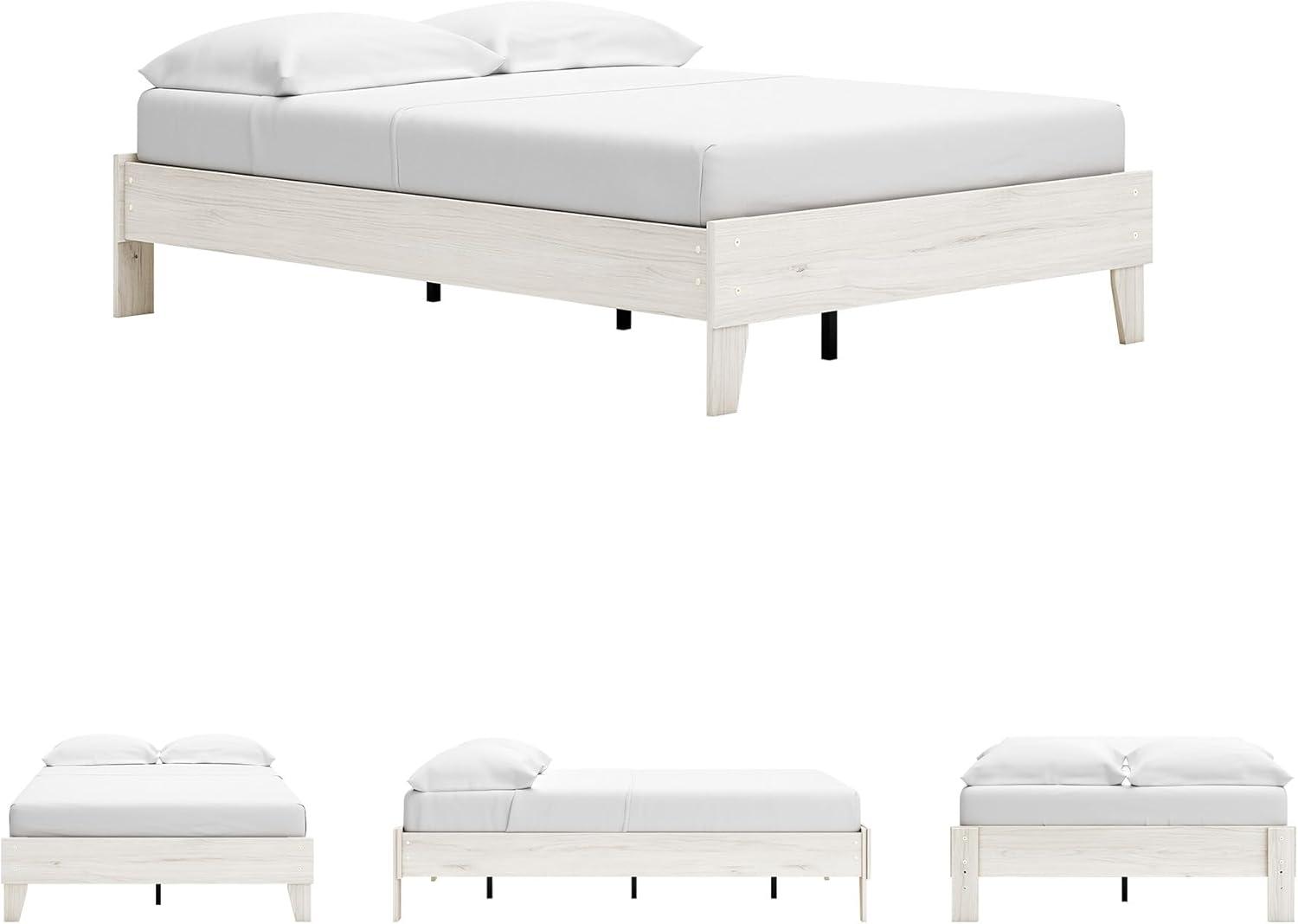 imageSignature Design by Ashley Neilsville Butcher Block Style Platform Bed Full Rustic GrayLight Beige