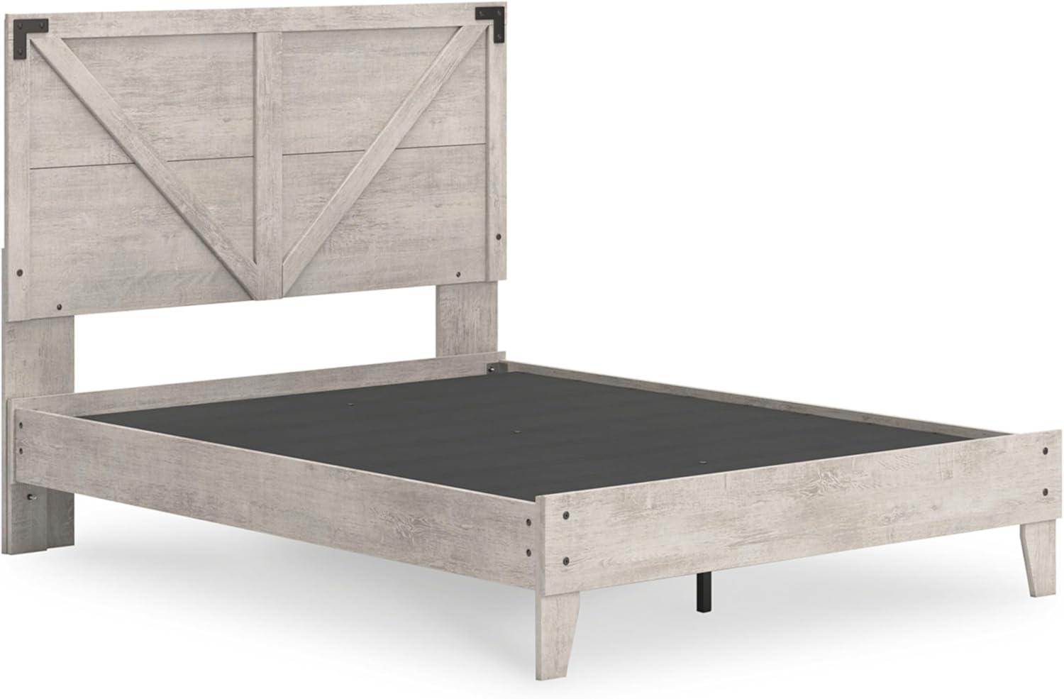imageSignature Design by Ashley Neilsville Butcher Block Style Platform Bed Full Rustic GrayLight Gray