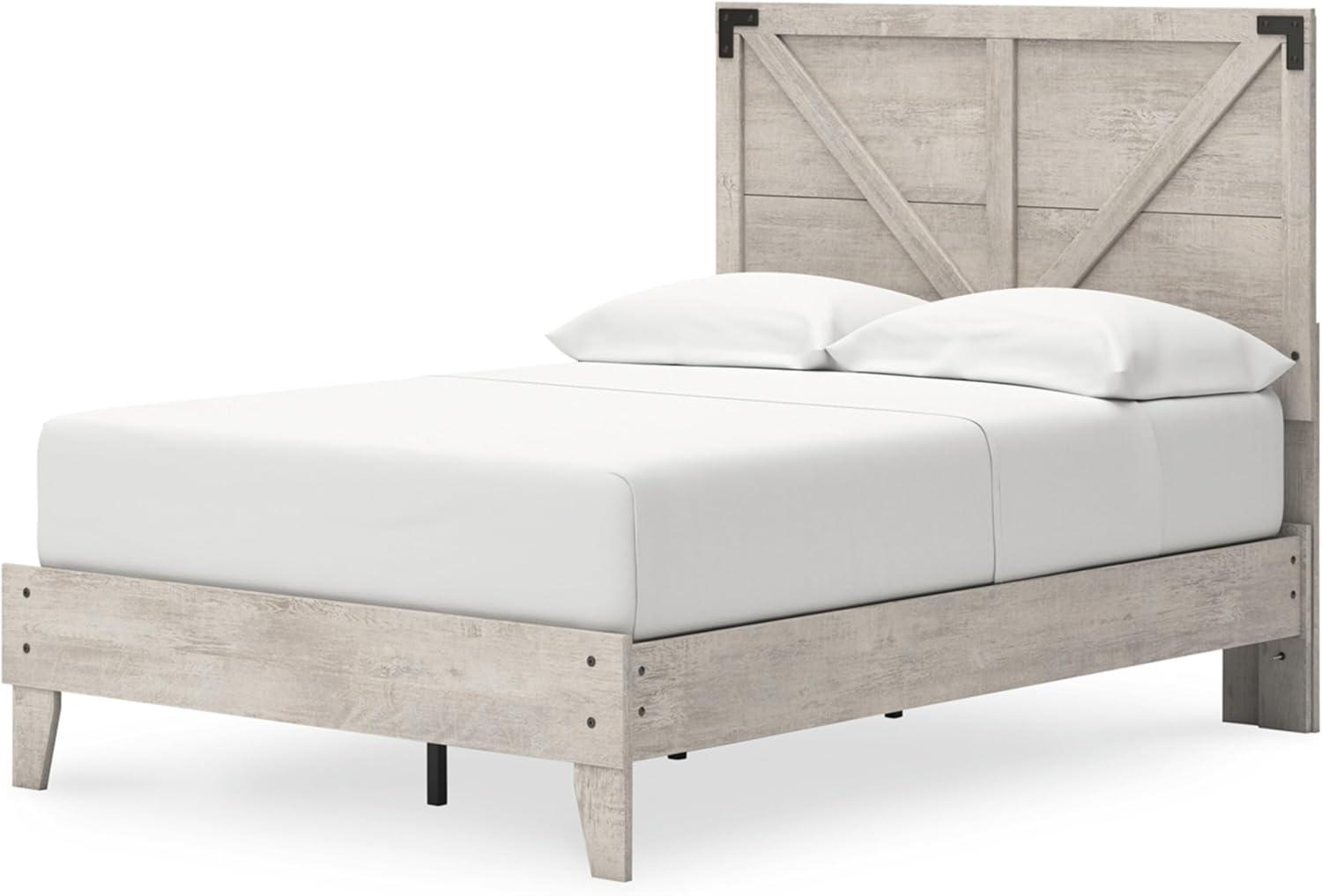 imageSignature Design by Ashley Neilsville Butcher Block Style Platform Bed Full Rustic GrayLight Gray