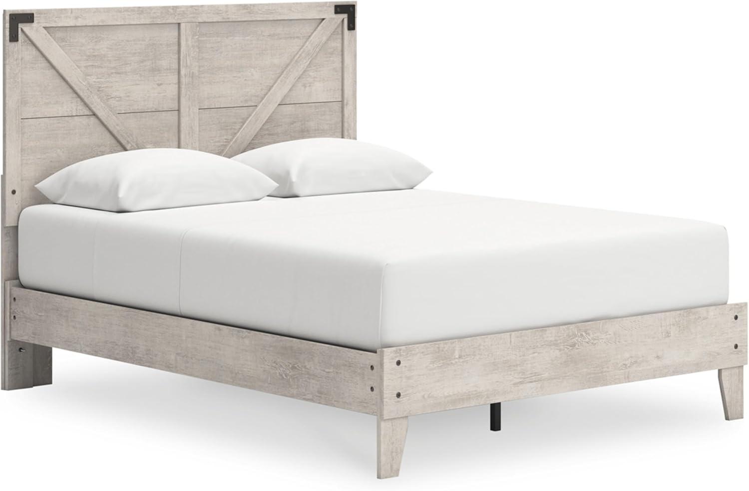 imageSignature Design by Ashley Neilsville Butcher Block Style Platform Bed Full Rustic GrayLight Gray