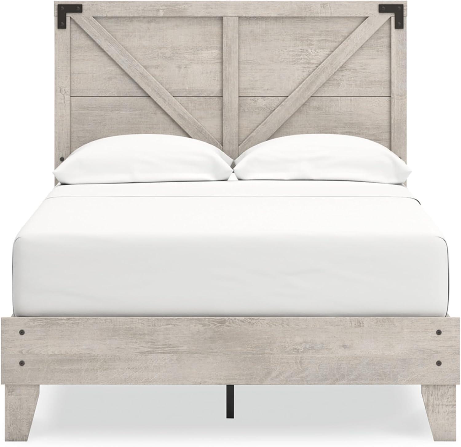 imageSignature Design by Ashley Neilsville Butcher Block Style Platform Bed Full Rustic GrayLight Gray