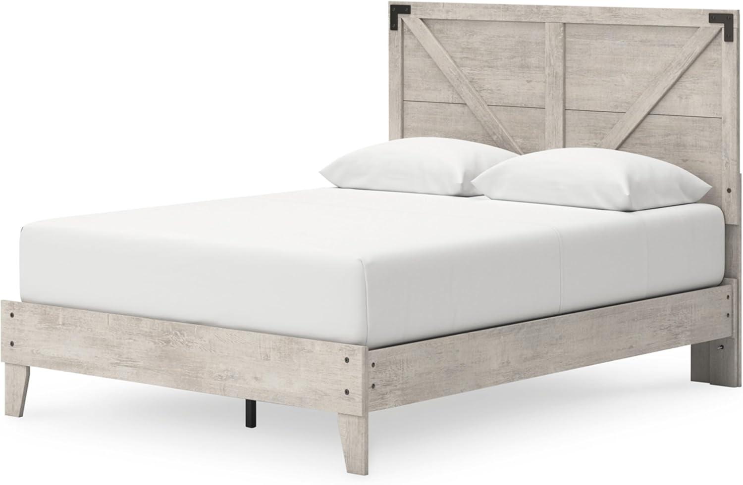 imageSignature Design by Ashley Neilsville Butcher Block Style Platform Bed Full Rustic GrayLight Gray
