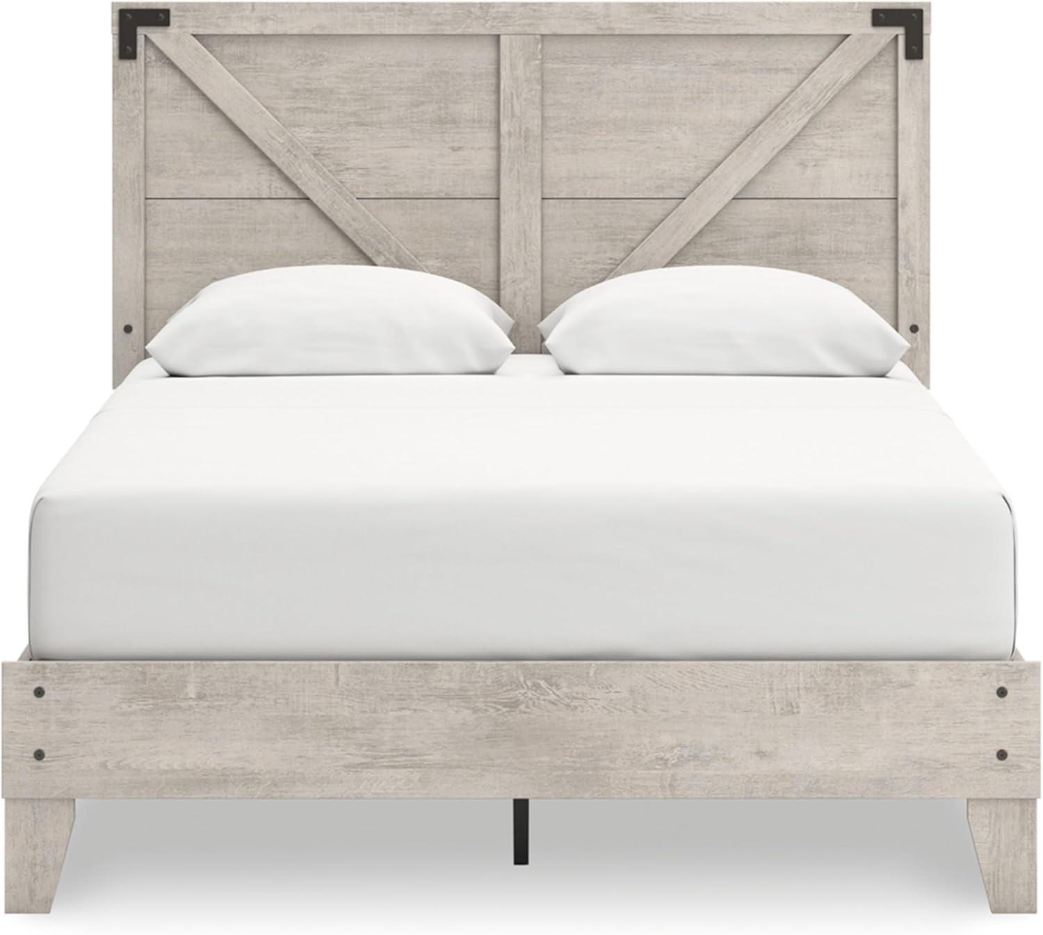 imageSignature Design by Ashley Neilsville Butcher Block Style Platform Bed Full Rustic GrayLight Gray