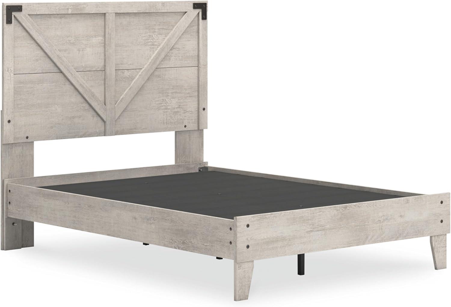 imageSignature Design by Ashley Neilsville Butcher Block Style Platform Bed Full Rustic GrayLight Gray