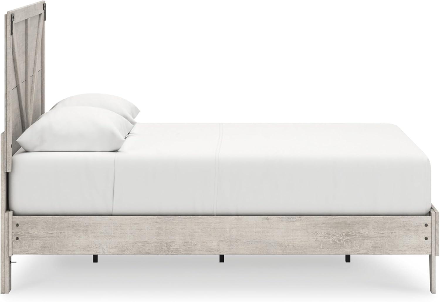 imageSignature Design by Ashley Neilsville Butcher Block Style Platform Bed Full Rustic GrayLight Gray