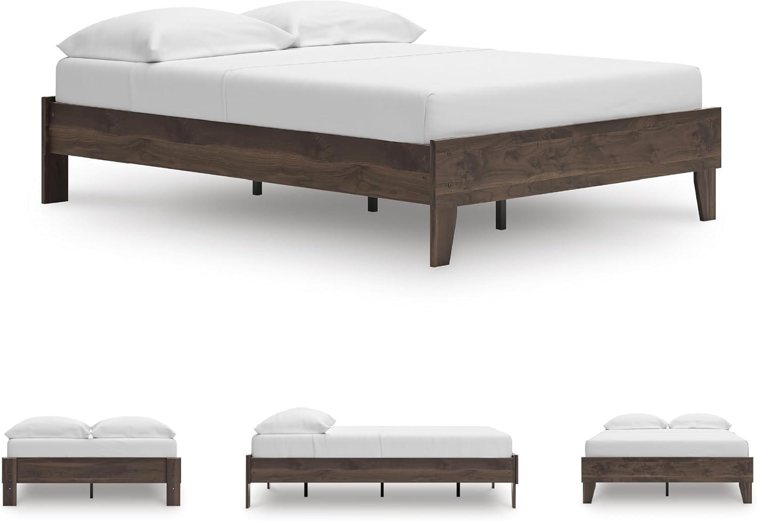 imageSignature Design by Ashley Neilsville Butcher Block Style Platform Bed Full Rustic GrayMocha Brown