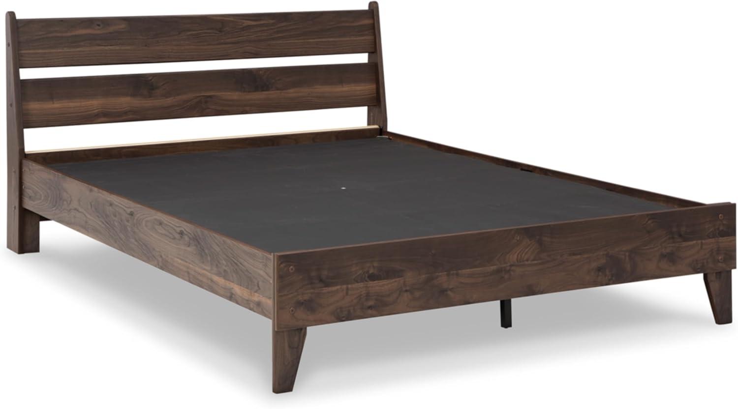 imageSignature Design by Ashley Neilsville Butcher Block Style Platform Bed Full Rustic GrayMocha Brown
