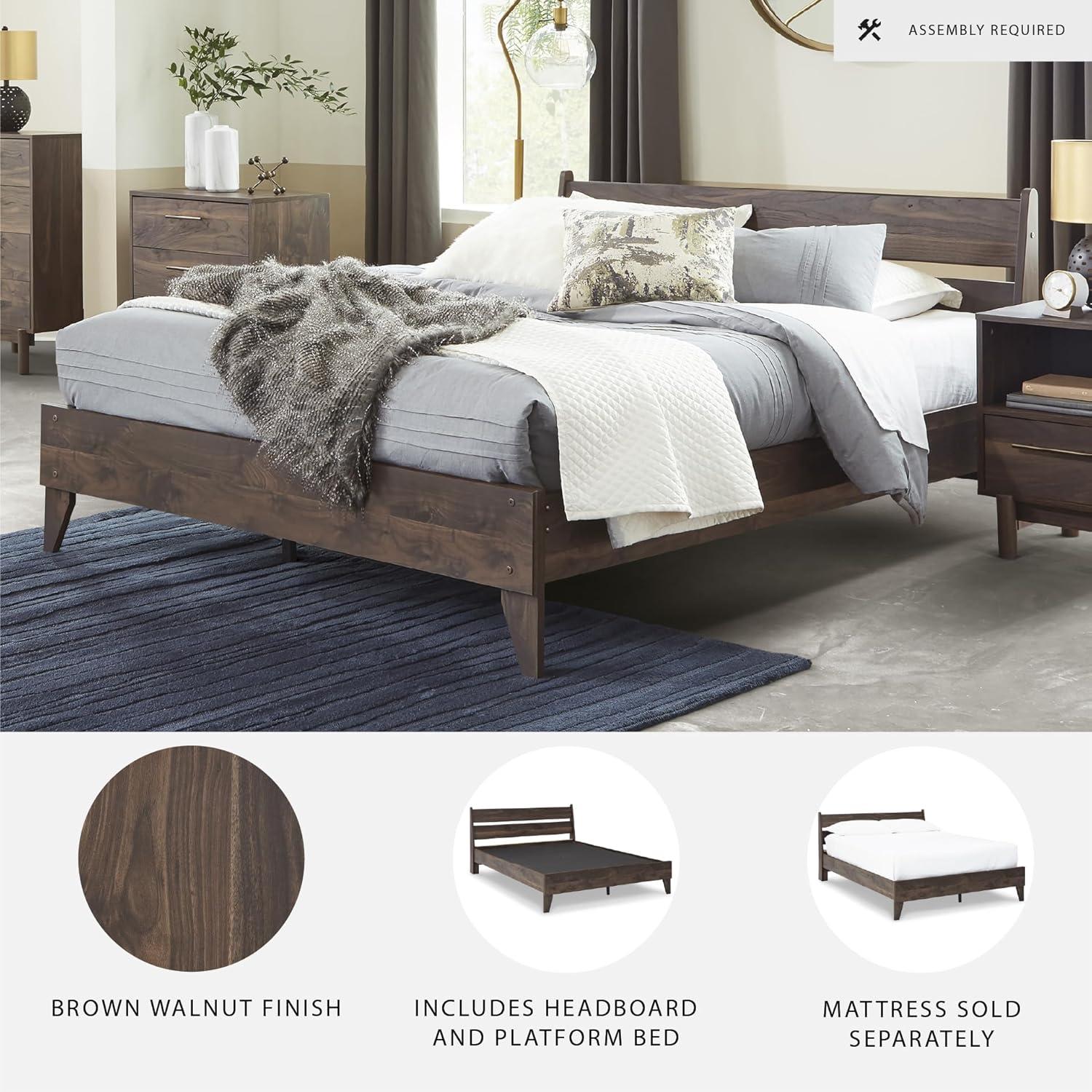 imageSignature Design by Ashley Neilsville Butcher Block Style Platform Bed Full Rustic GrayMocha Brown