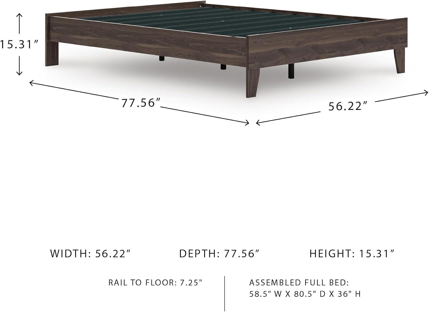 imageSignature Design by Ashley Neilsville Butcher Block Style Platform Bed Full Rustic GrayMocha Brown