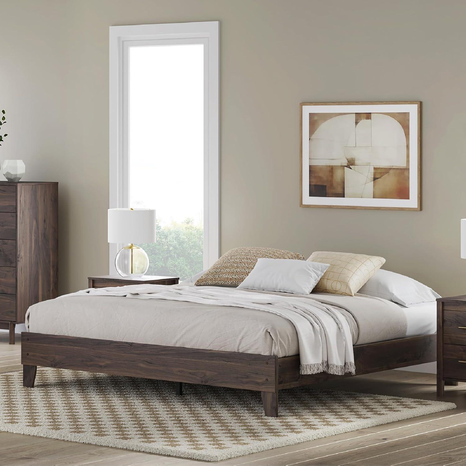 imageSignature Design by Ashley Neilsville Butcher Block Style Platform Bed Full Rustic GrayMocha Brown