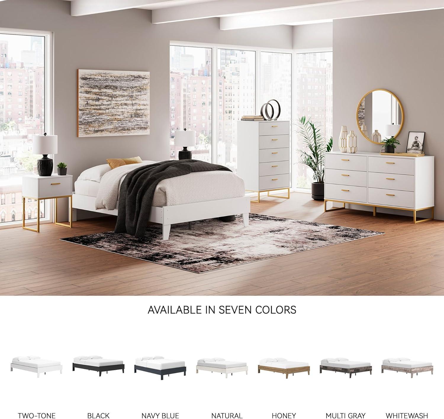 imageSignature Design by Ashley Neilsville Butcher Block Style Platform Bed Full Rustic GrayOld White