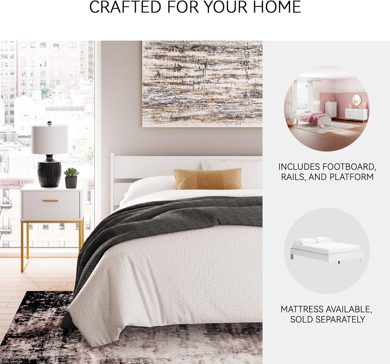 imageSignature Design by Ashley Neilsville Butcher Block Style Platform Bed Full Rustic GrayOld White