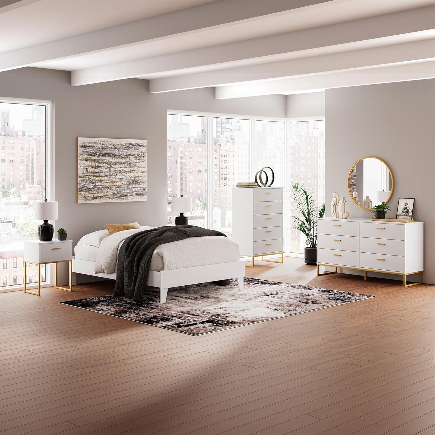 imageSignature Design by Ashley Neilsville Butcher Block Style Platform Bed Full Rustic GrayOld White