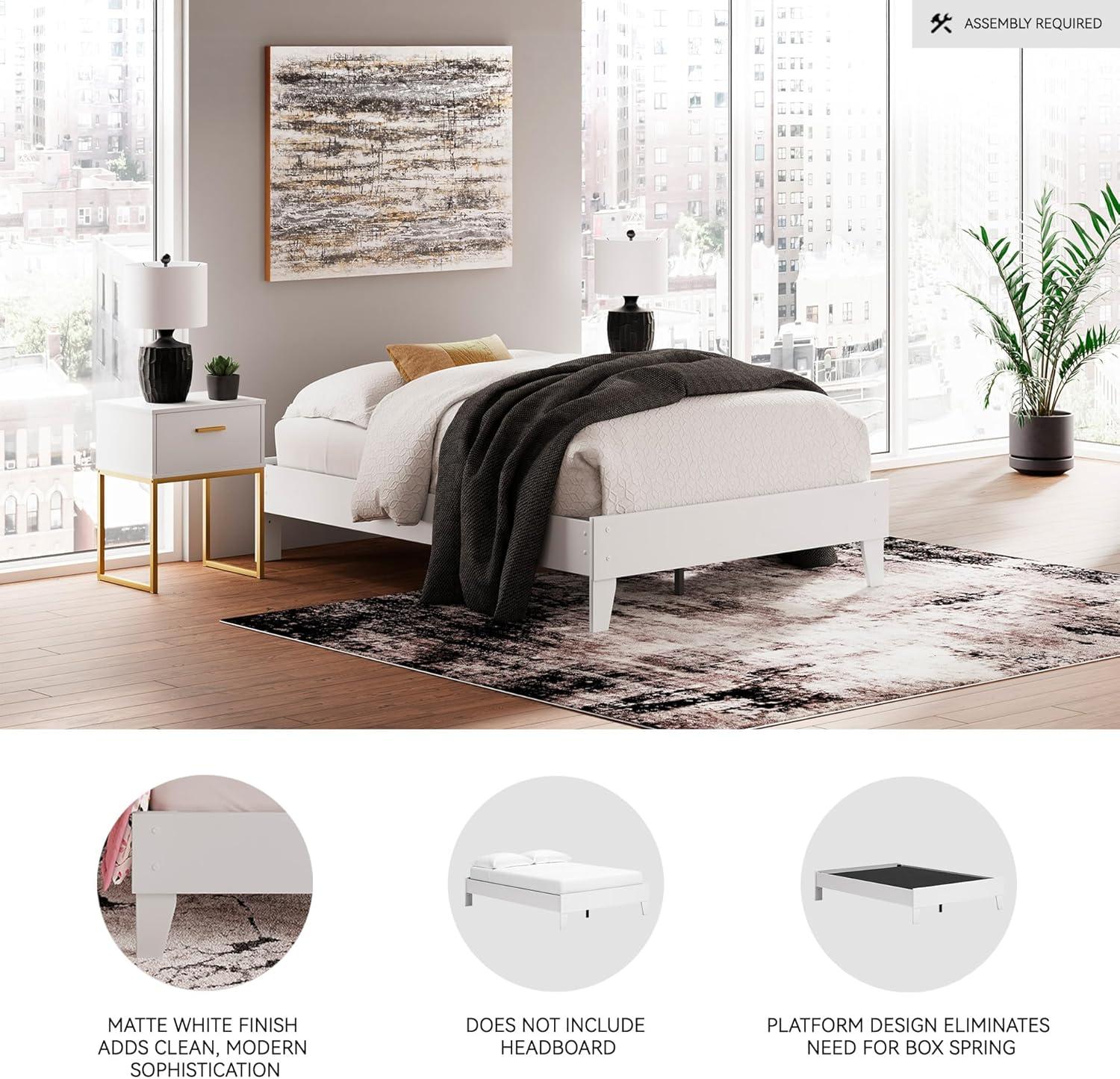 imageSignature Design by Ashley Neilsville Butcher Block Style Platform Bed Full Rustic GrayOld White