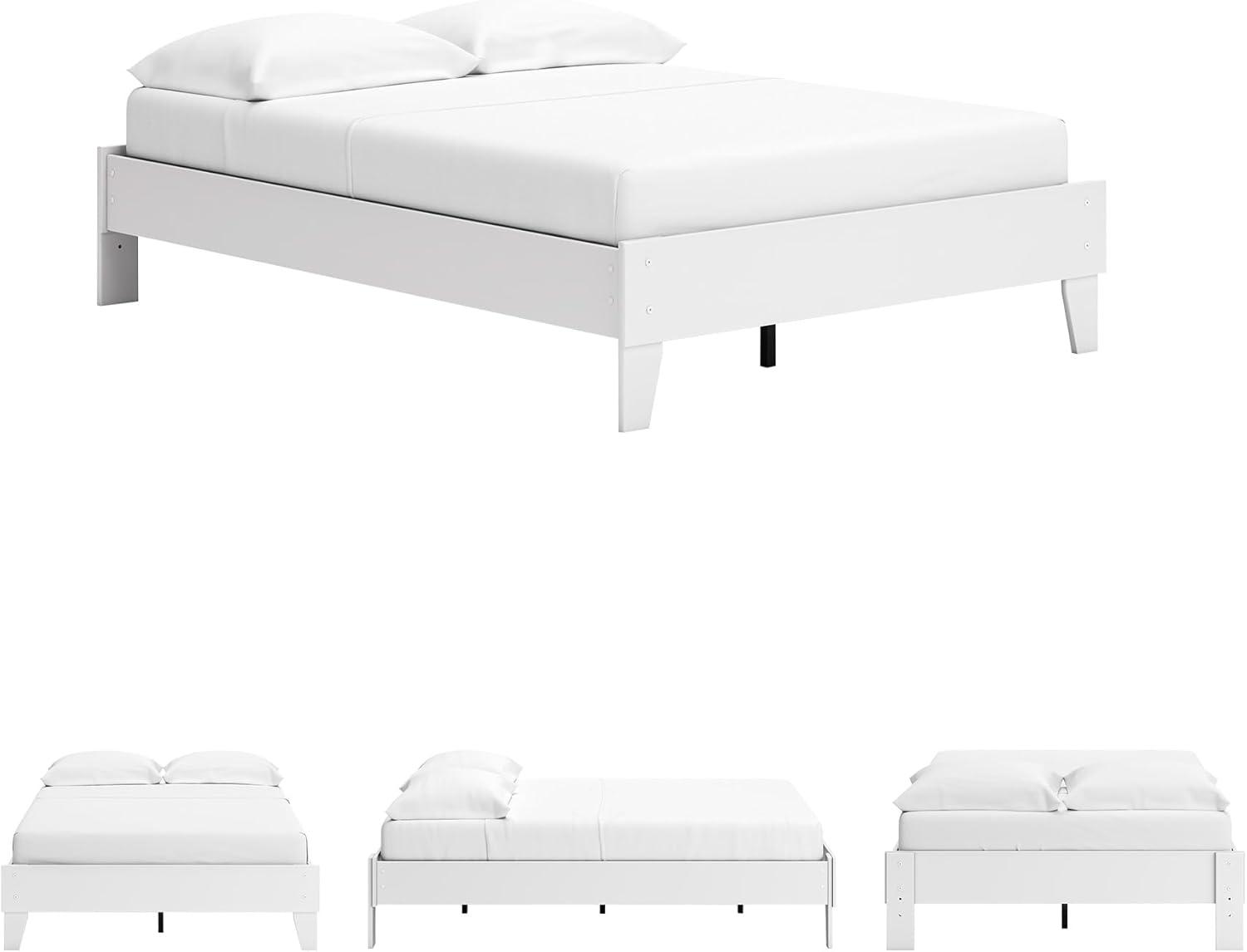 imageSignature Design by Ashley Neilsville Butcher Block Style Platform Bed Full Rustic GrayOld White