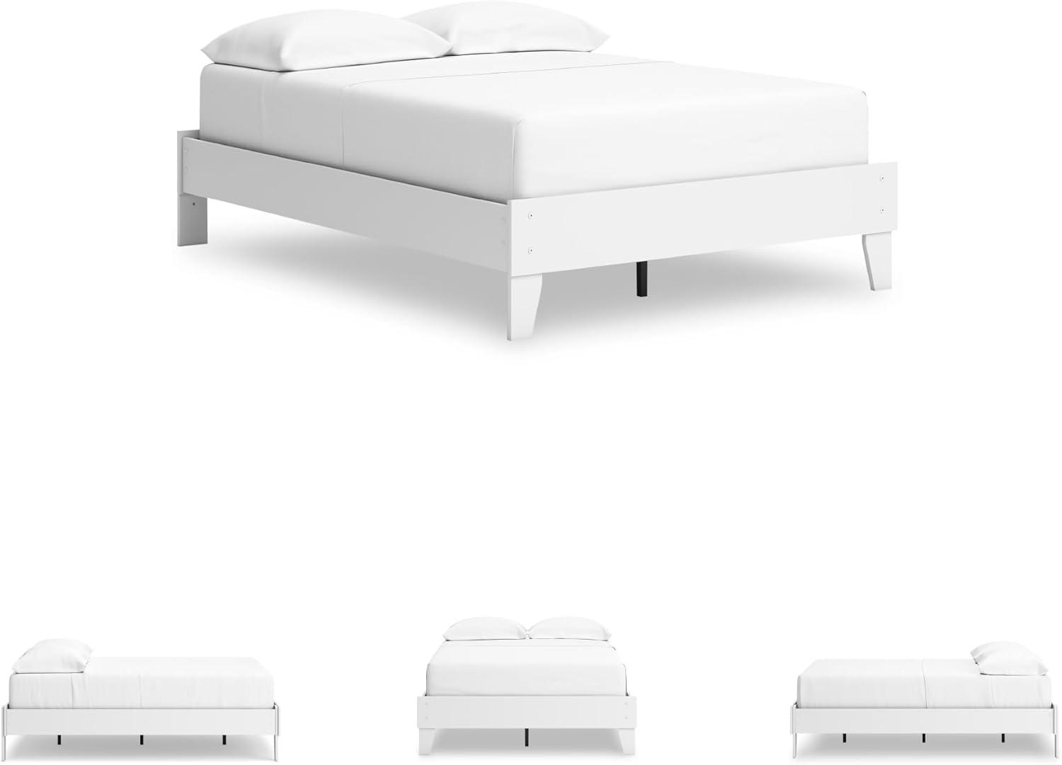 imageSignature Design by Ashley Neilsville Butcher Block Style Platform Bed Full Rustic GrayPure White