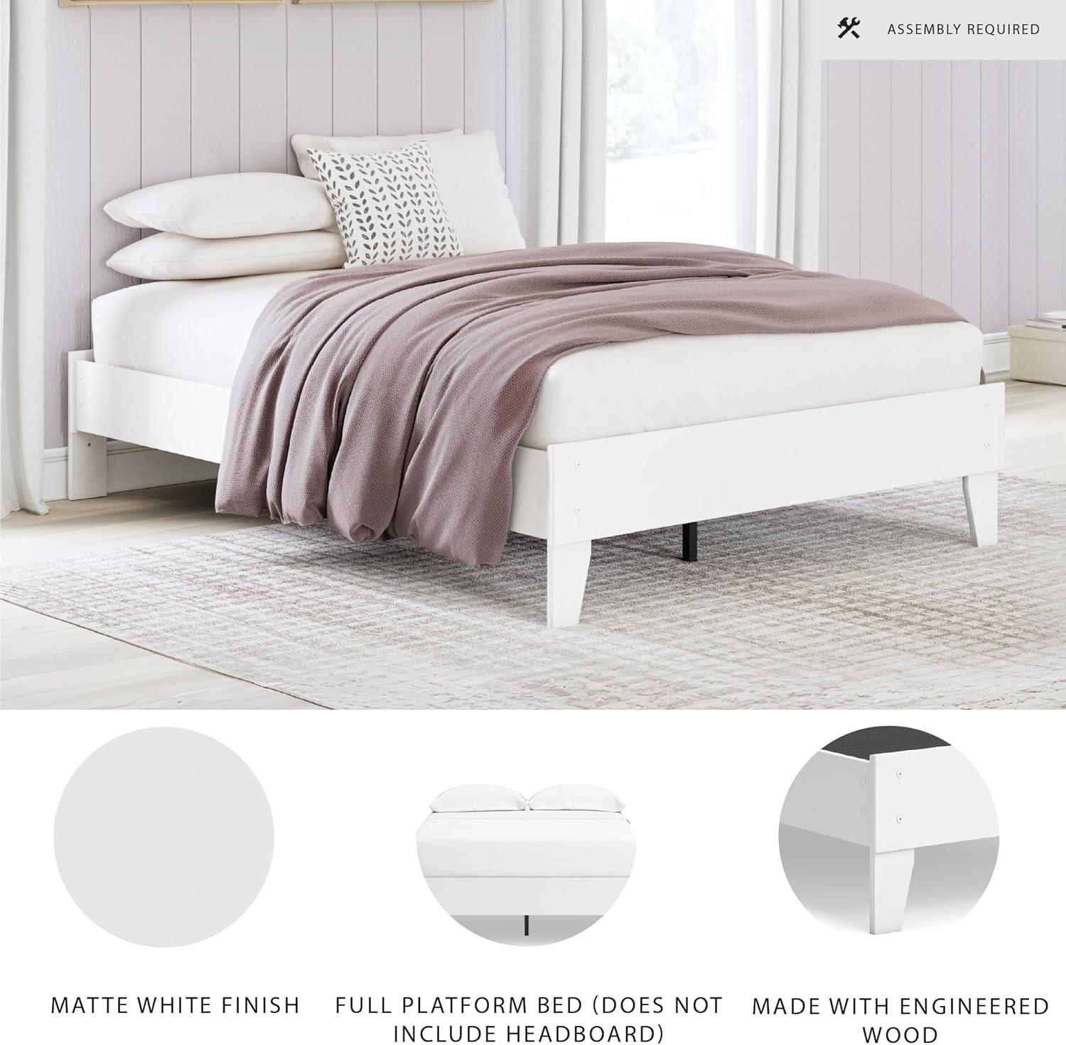 imageSignature Design by Ashley Neilsville Butcher Block Style Platform Bed Full Rustic GrayPure White